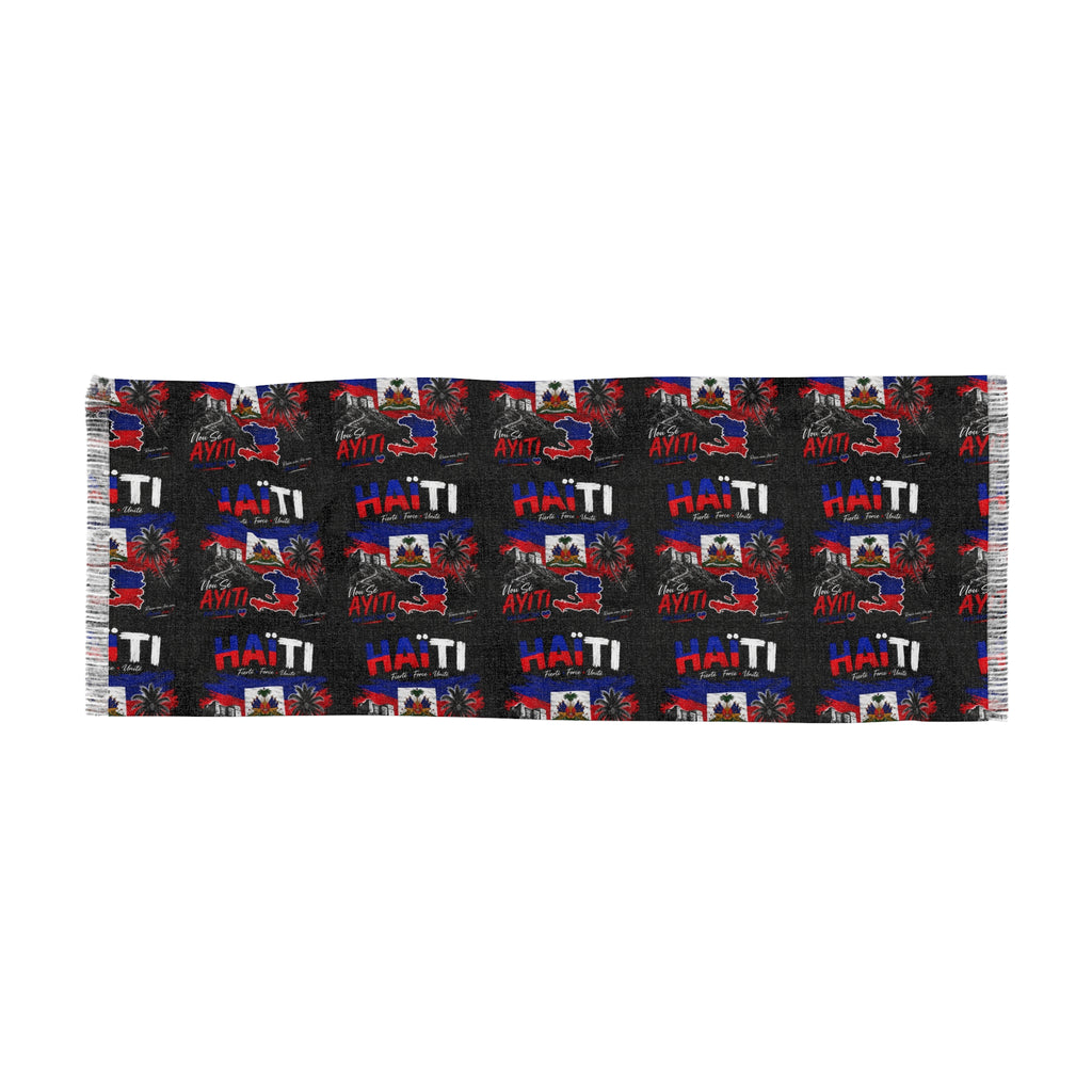 Haiti Pride Light Scarf — Red, Blue & Black Woven Tribute Scarf