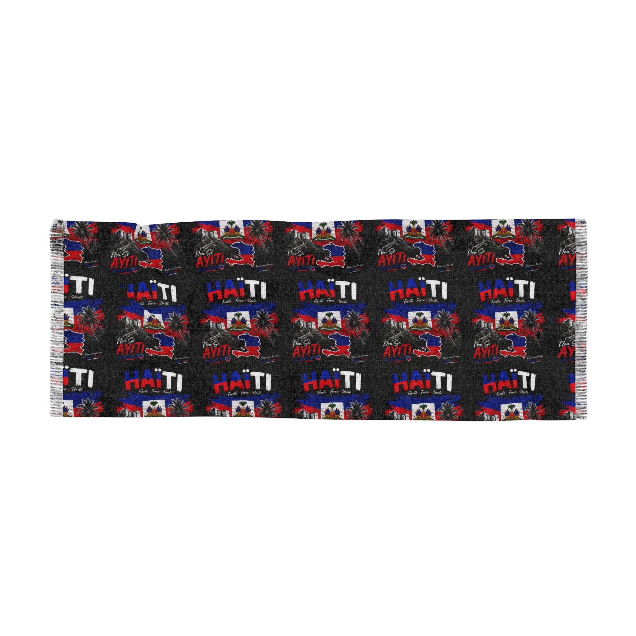 Haiti Pride Light Scarf — Red, Blue & Black Woven Tribute Scarf