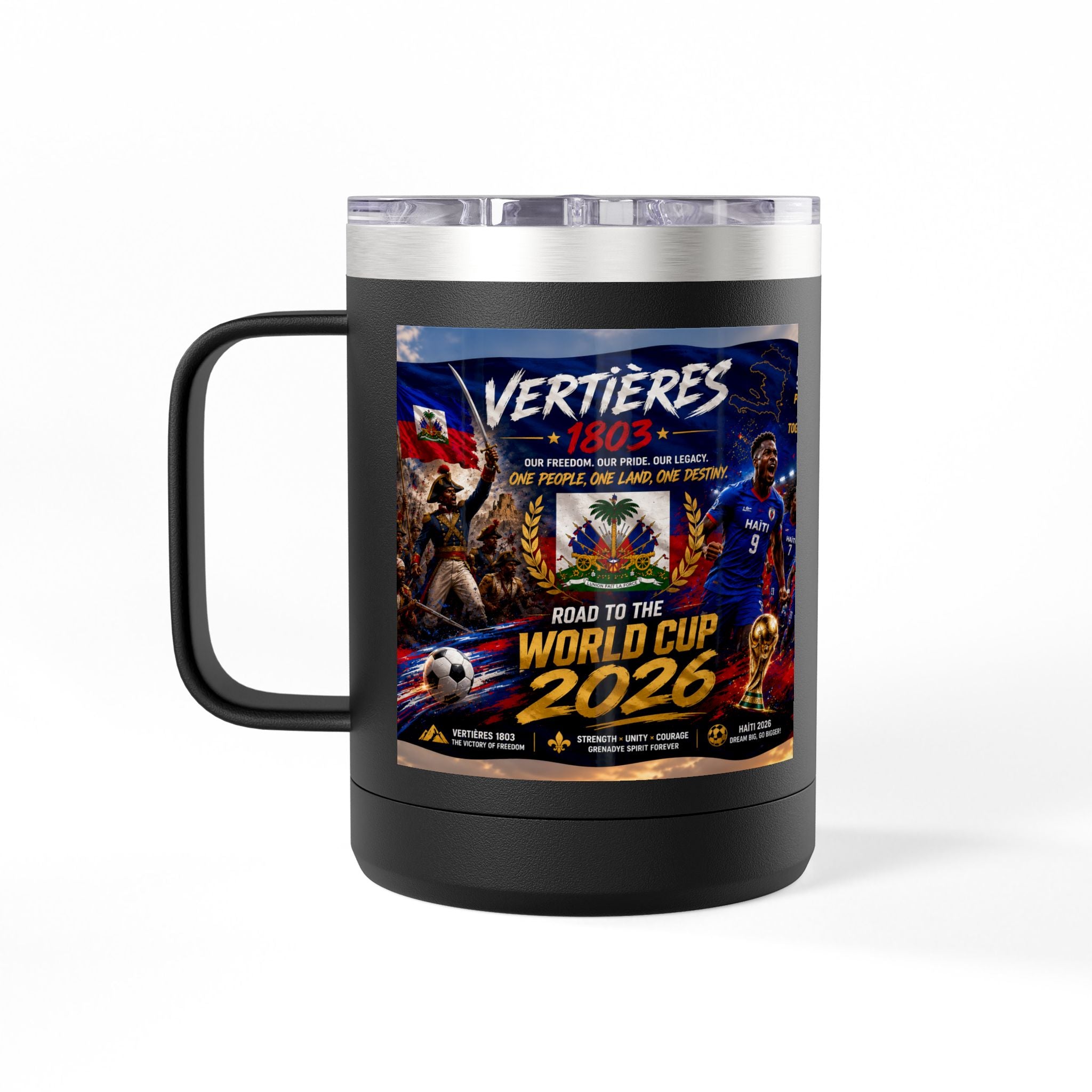 World Cup 2026 Haiti Soccer Tumbler – Vertières 1803 Team Travel Mug (15oz)