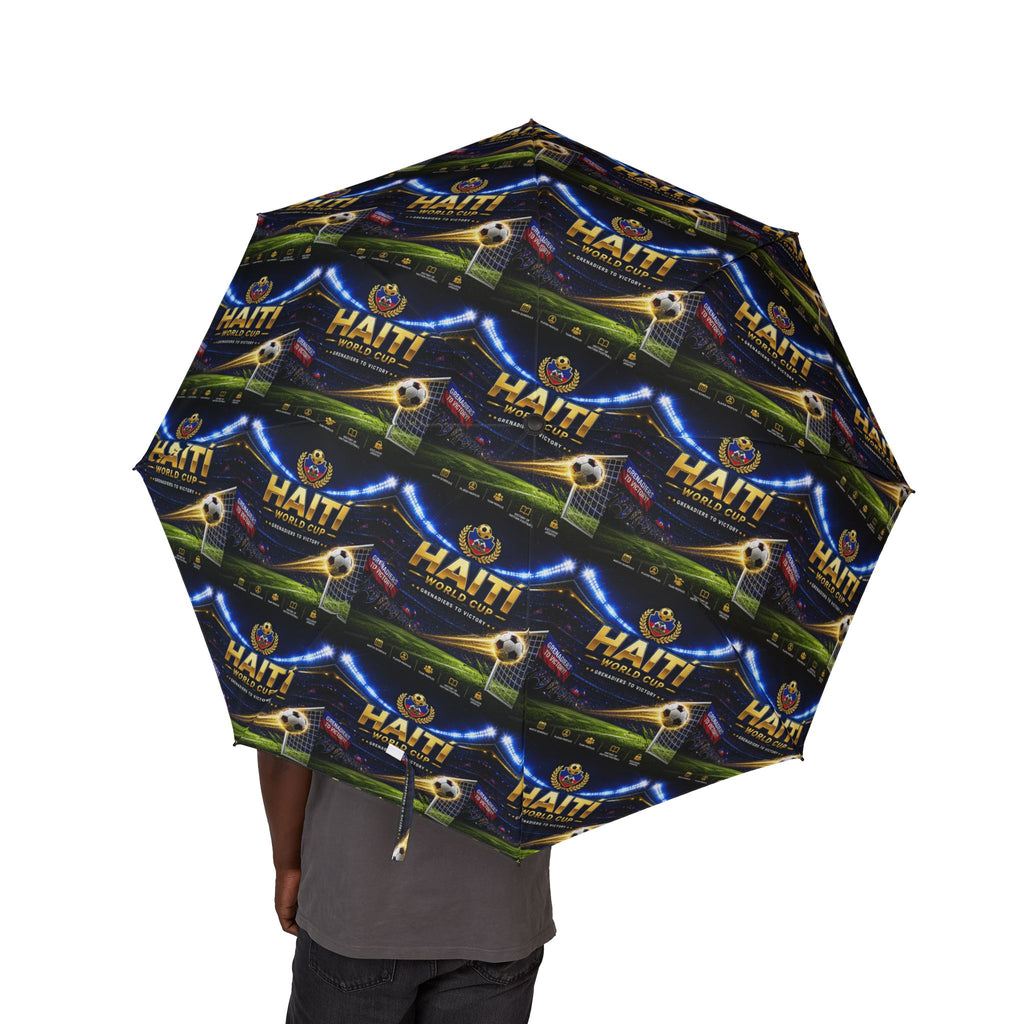 Compact Foldable Umbrella — Neon Hawaii Surf Pattern (Semi‑Automatic)