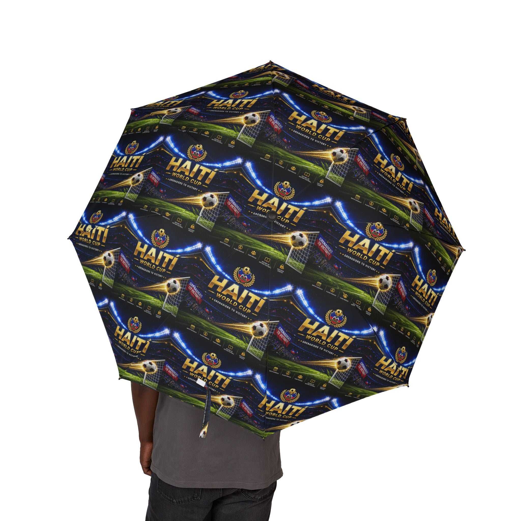 Compact Foldable Umbrella — Neon Hawaii Surf Pattern (Semi‑Automatic)