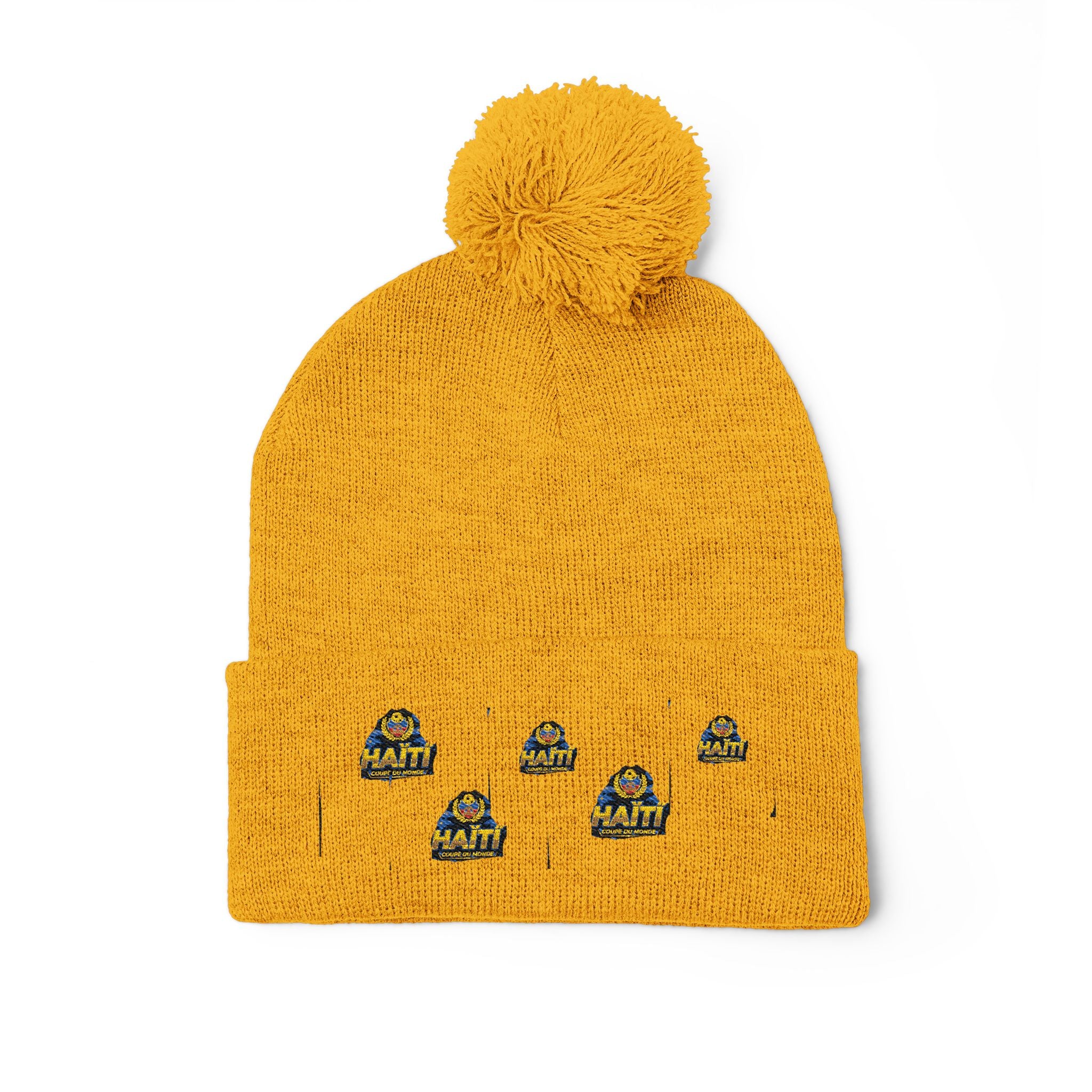 Embroidered Pom-Pom Beanie — Cute Mini Ducklings Knit Hat