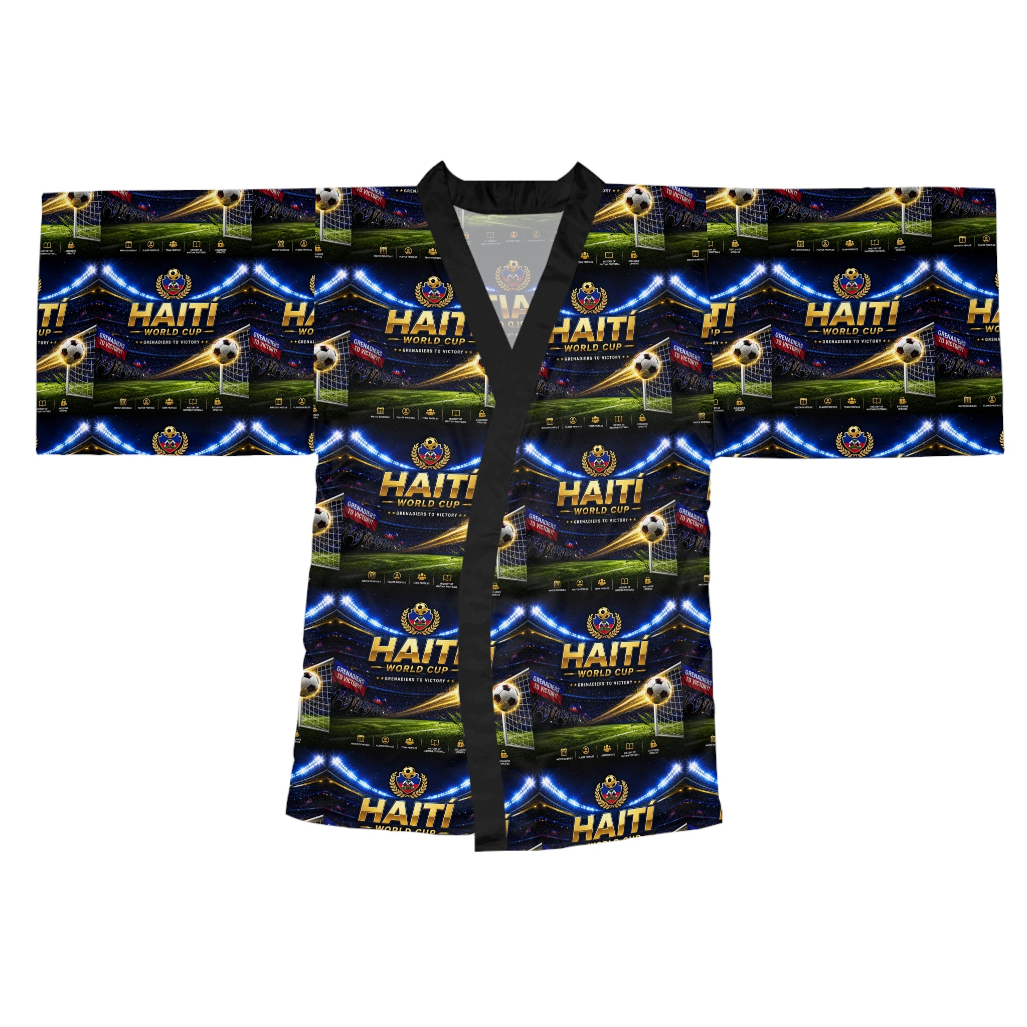 Haiti Flag Pattern Kimono Robe — All-Over Print Long Sleeve