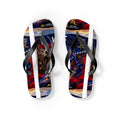Patriotic Soccer Flip Flops — Haiti Flag & Players Beach Sandals