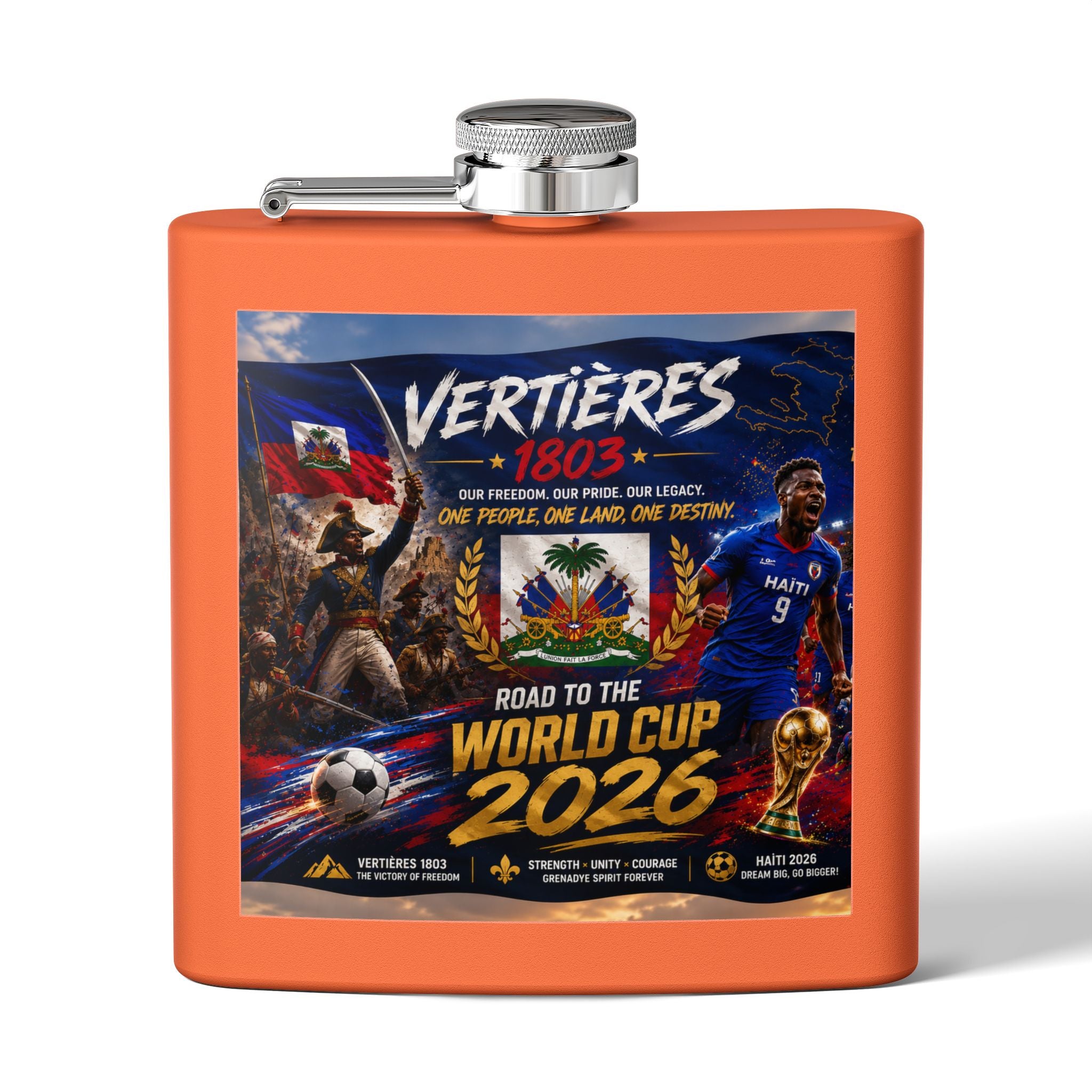 Flask — Haiti Vertières 1803 World Cup 2026 Tribute 6oz Stainless Steel