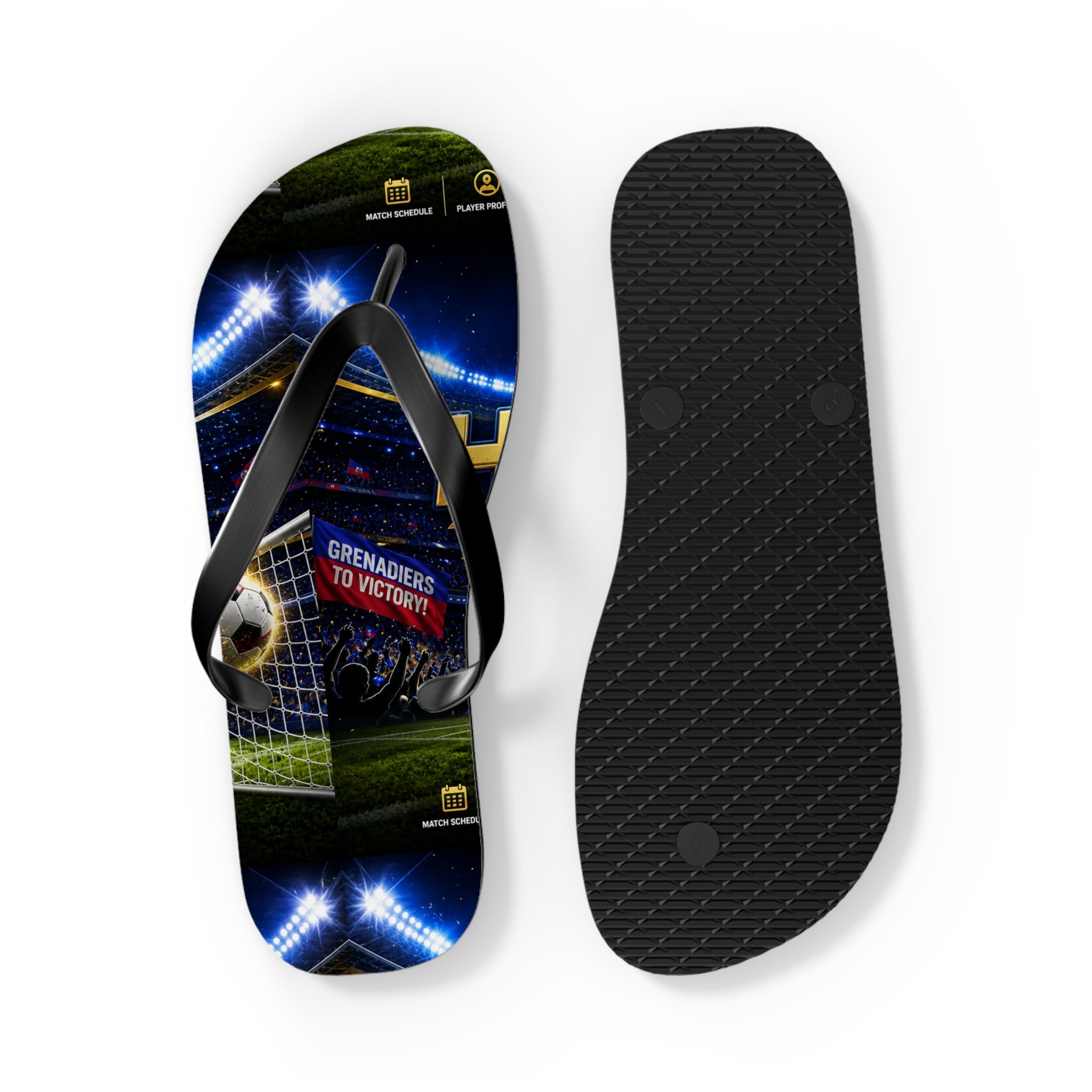 Soccer Stadium Flip Flops - Goal Night Match Design