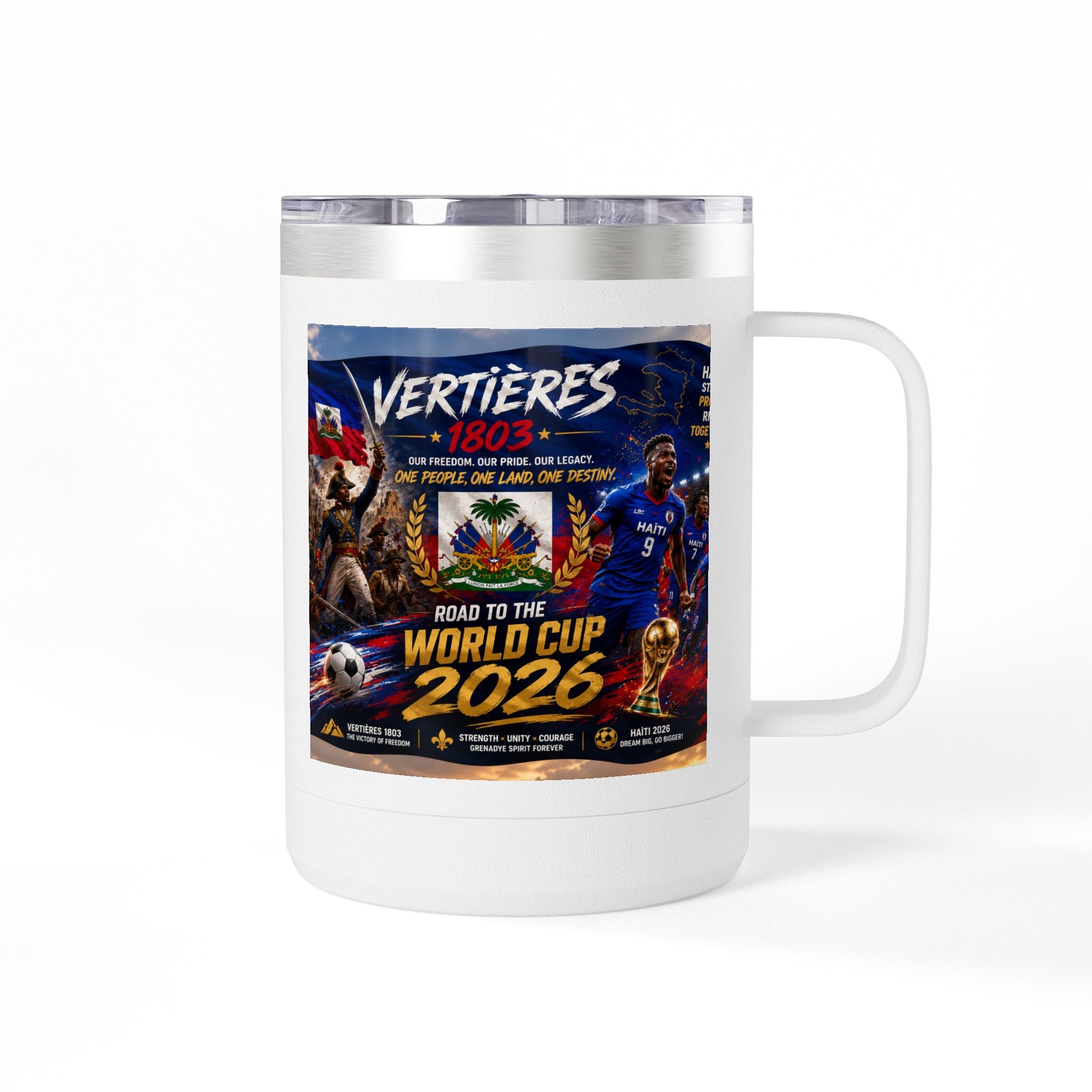 World Cup 2026 Haiti Soccer Tumbler – Vertières 1803 Team Travel Mug (15oz)