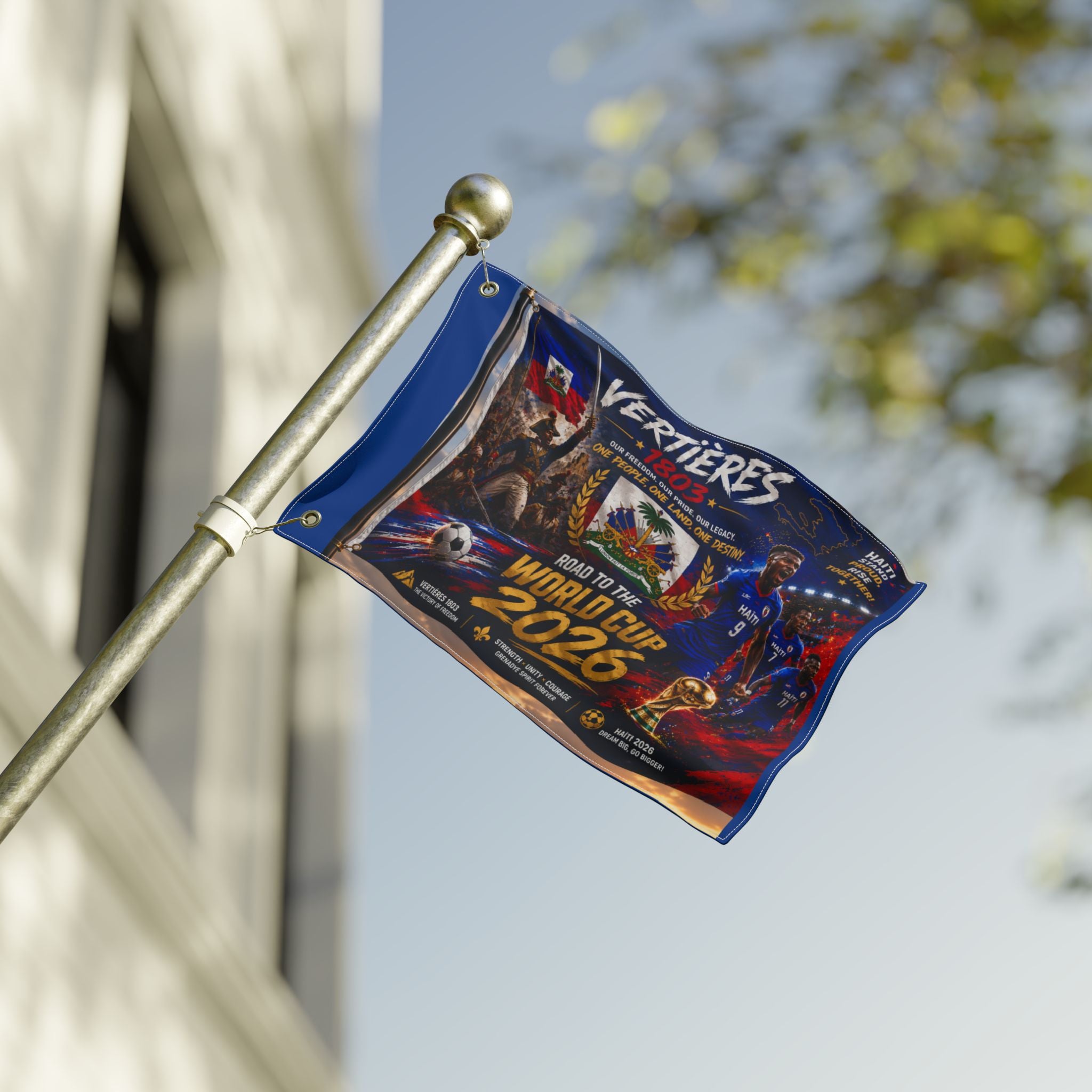 Haiti World Cup 2026 Double-Sided Flag – Vertières 1803 Soccer Tribute