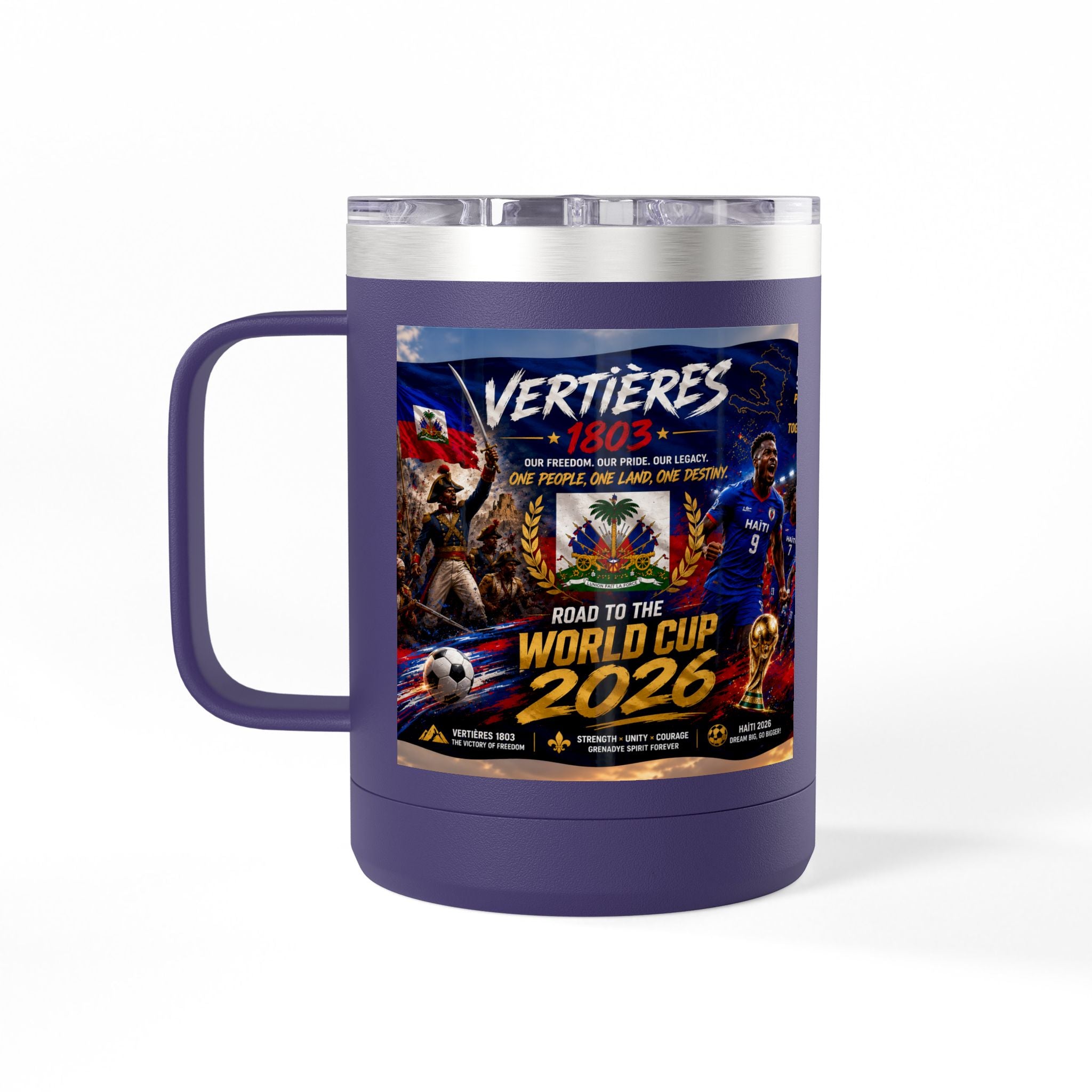 World Cup 2026 Haiti Soccer Tumbler – Vertières 1803 Team Travel Mug (15oz)