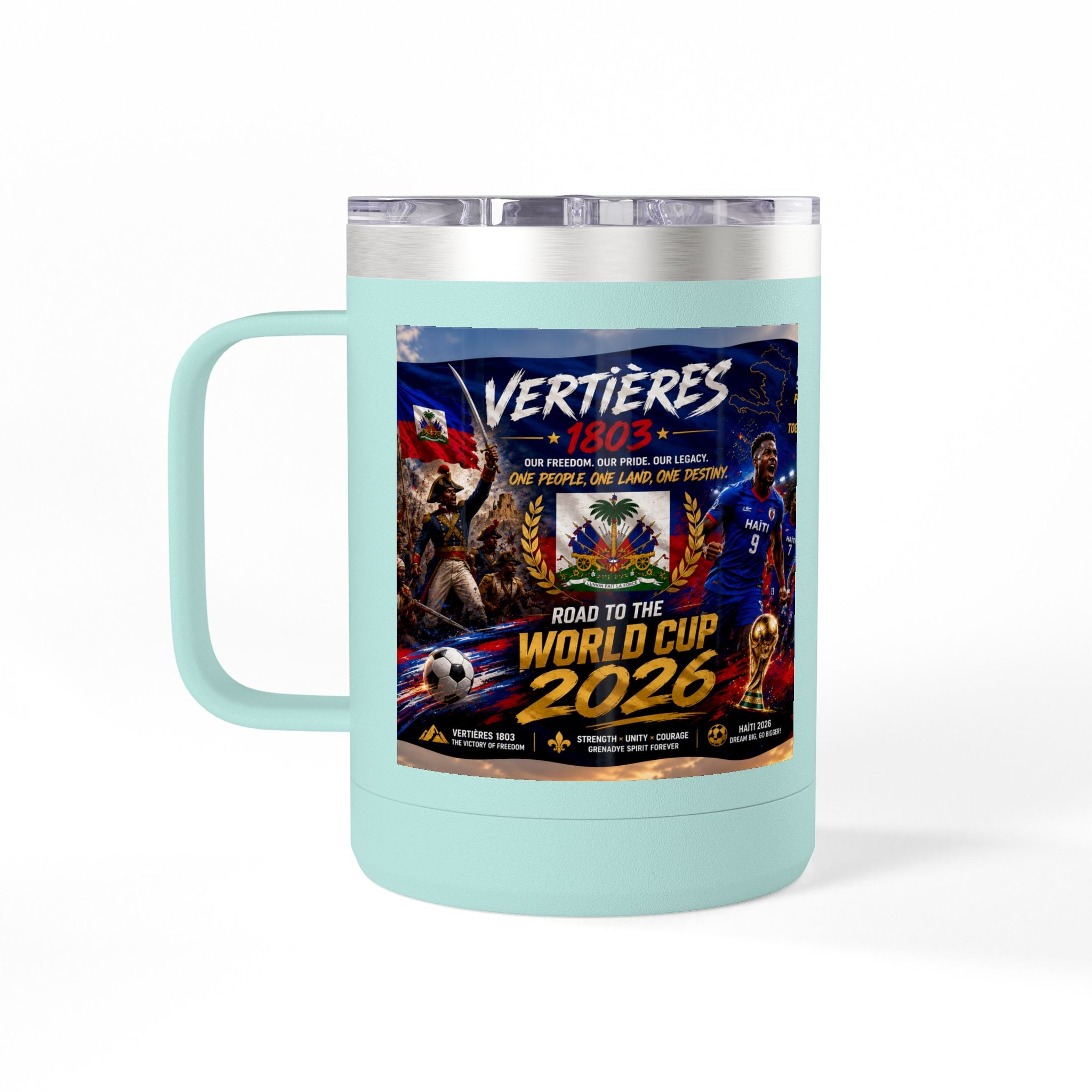 World Cup 2026 Haiti Soccer Tumbler – Vertières 1803 Team Travel Mug (15oz)
