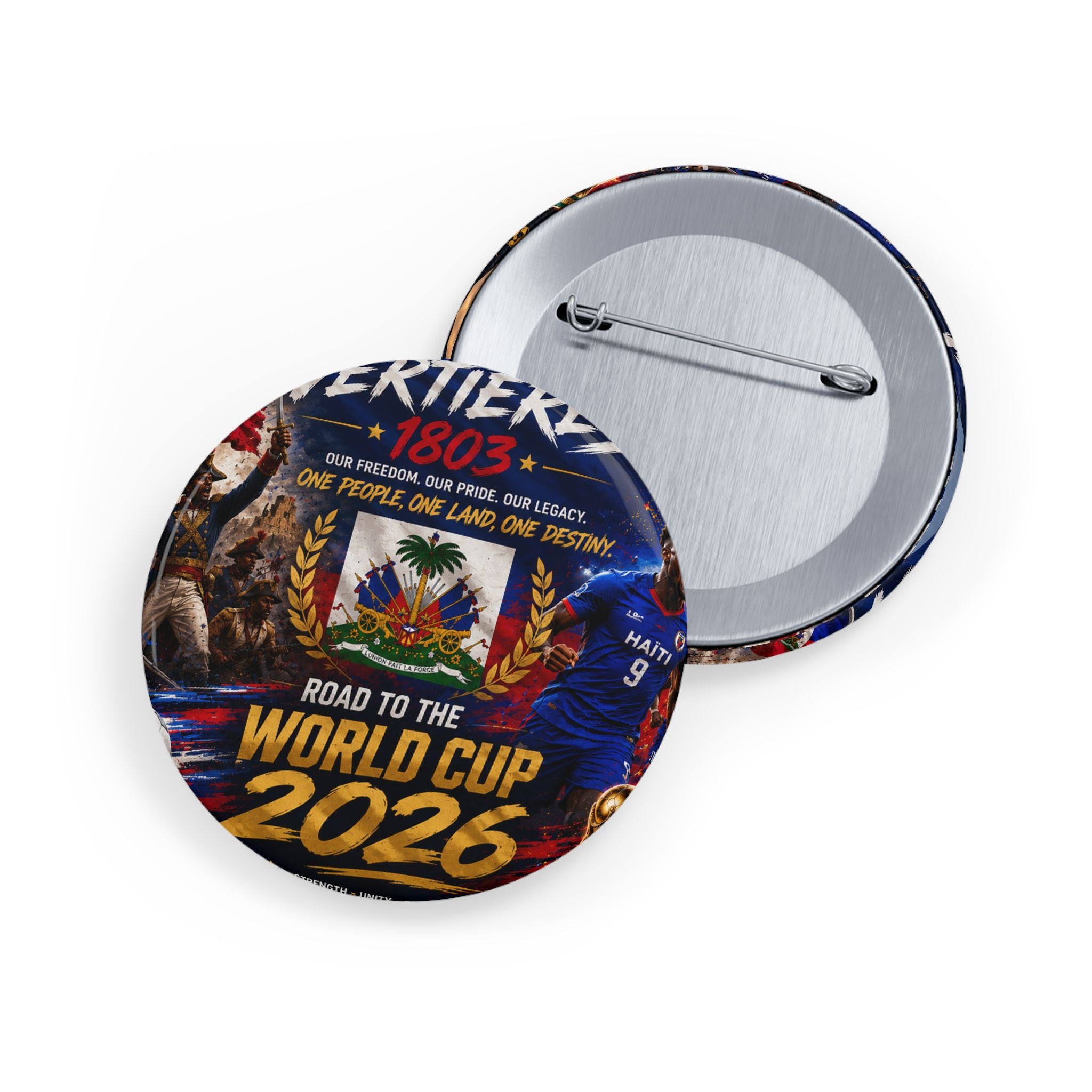 Haiti World Cup 2022 Round Pin – 'Road to the World Cup' Flag Button