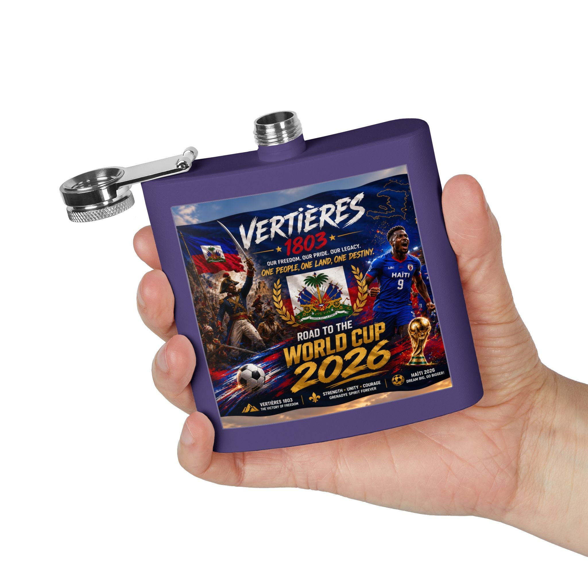 Flask — Haiti Vertières 1803 World Cup 2026 Tribute 6oz Stainless Steel