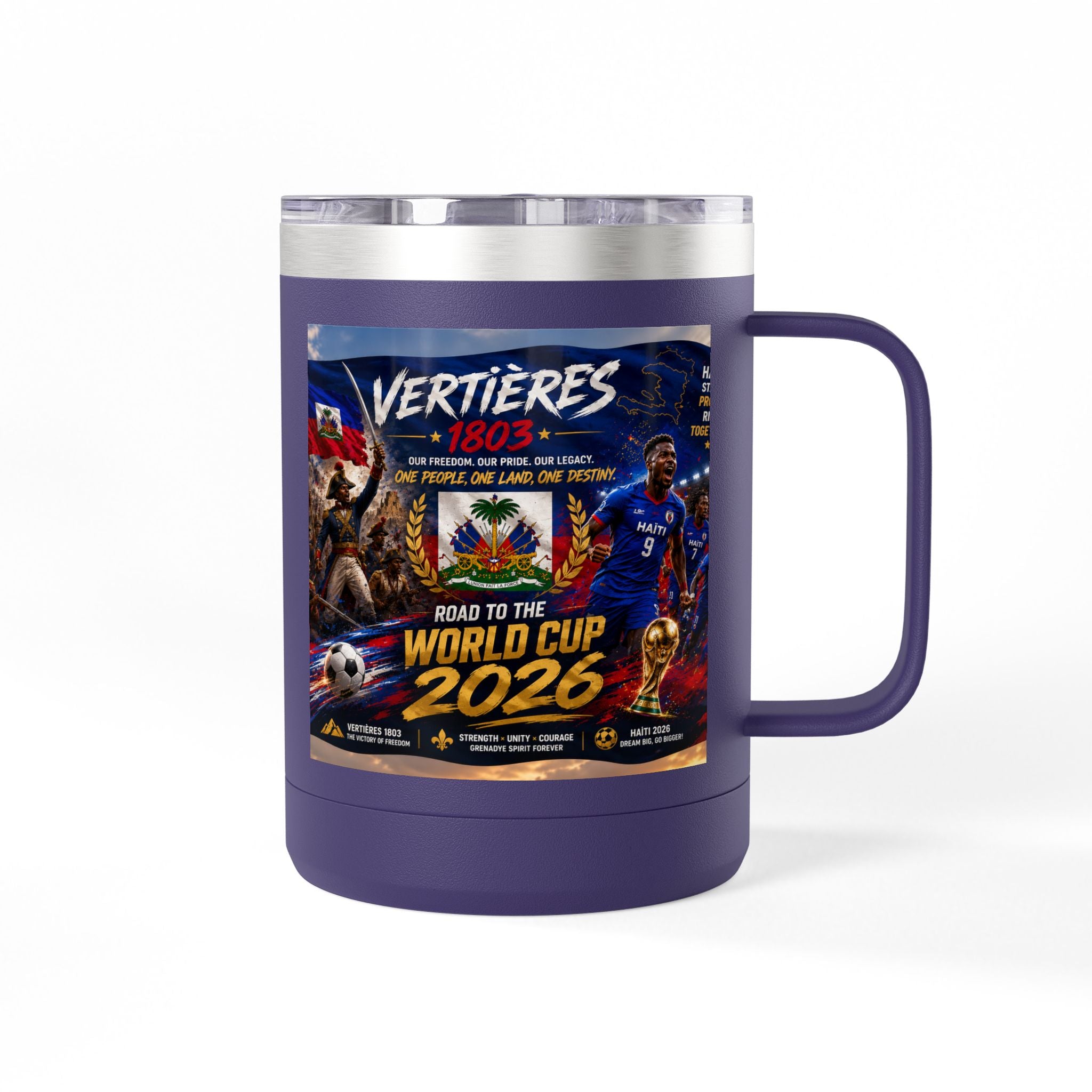 World Cup 2026 Haiti Soccer Tumbler – Vertières 1803 Team Travel Mug (15oz)