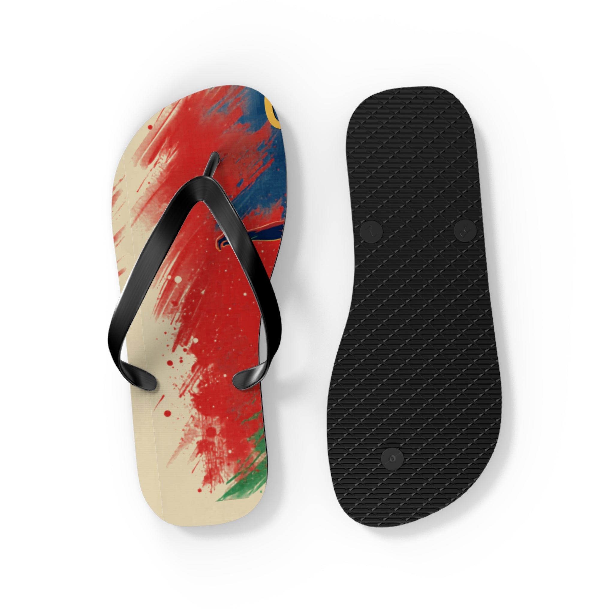 Abstract Paint Splash Flip Flops — Colorful Summer Beach Sandals