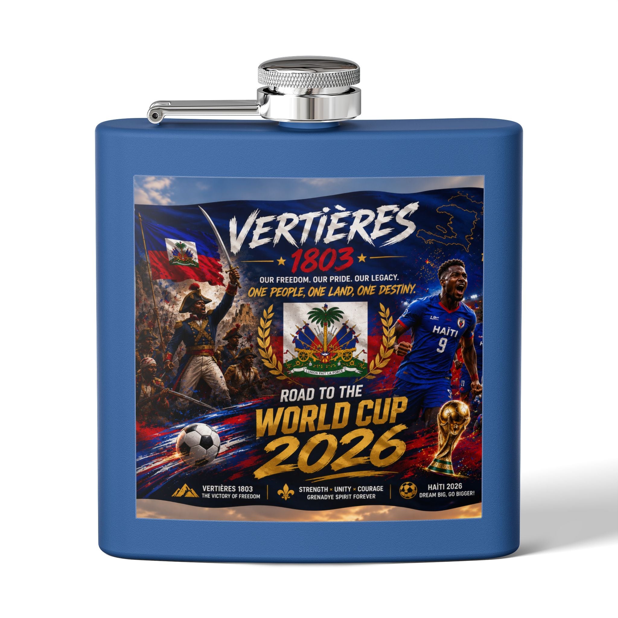 Flask — Haiti Vertières 1803 World Cup 2026 Tribute 6oz Stainless Steel