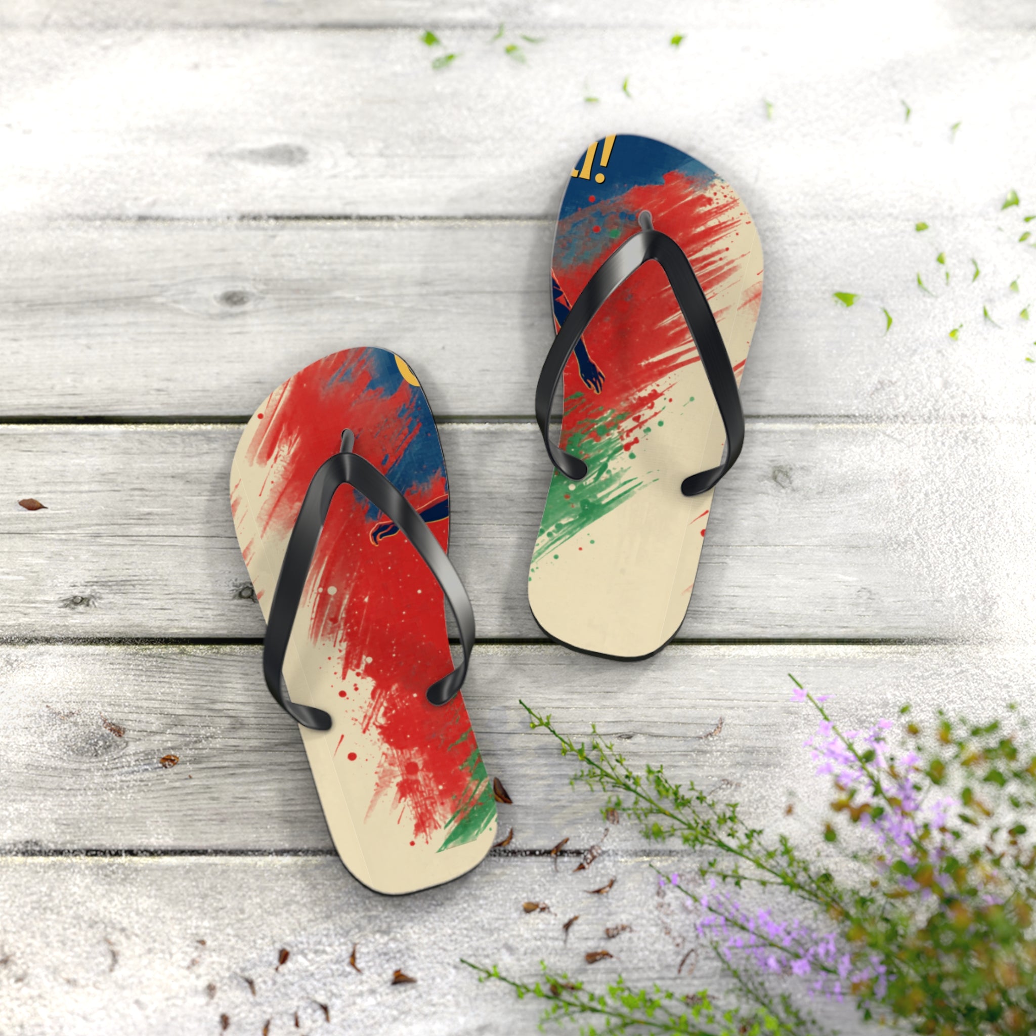 Abstract Paint Splash Flip Flops — Colorful Summer Beach Sandals