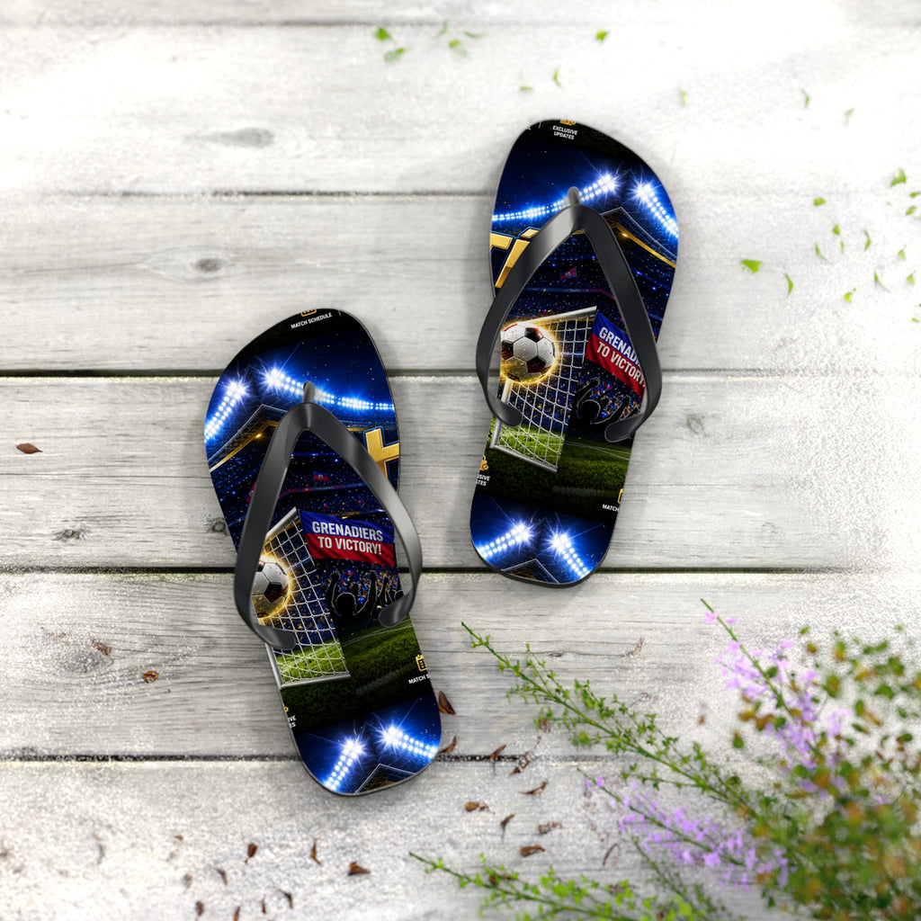 Soccer Stadium Flip Flops - Goal Night Match Design