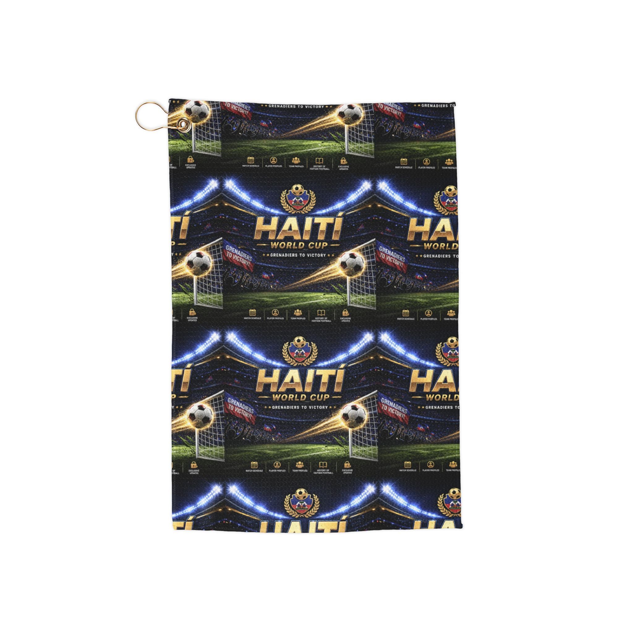 Haiti World Cup Golf Towel — Microfiber Tee Towel with Grommet & Clip