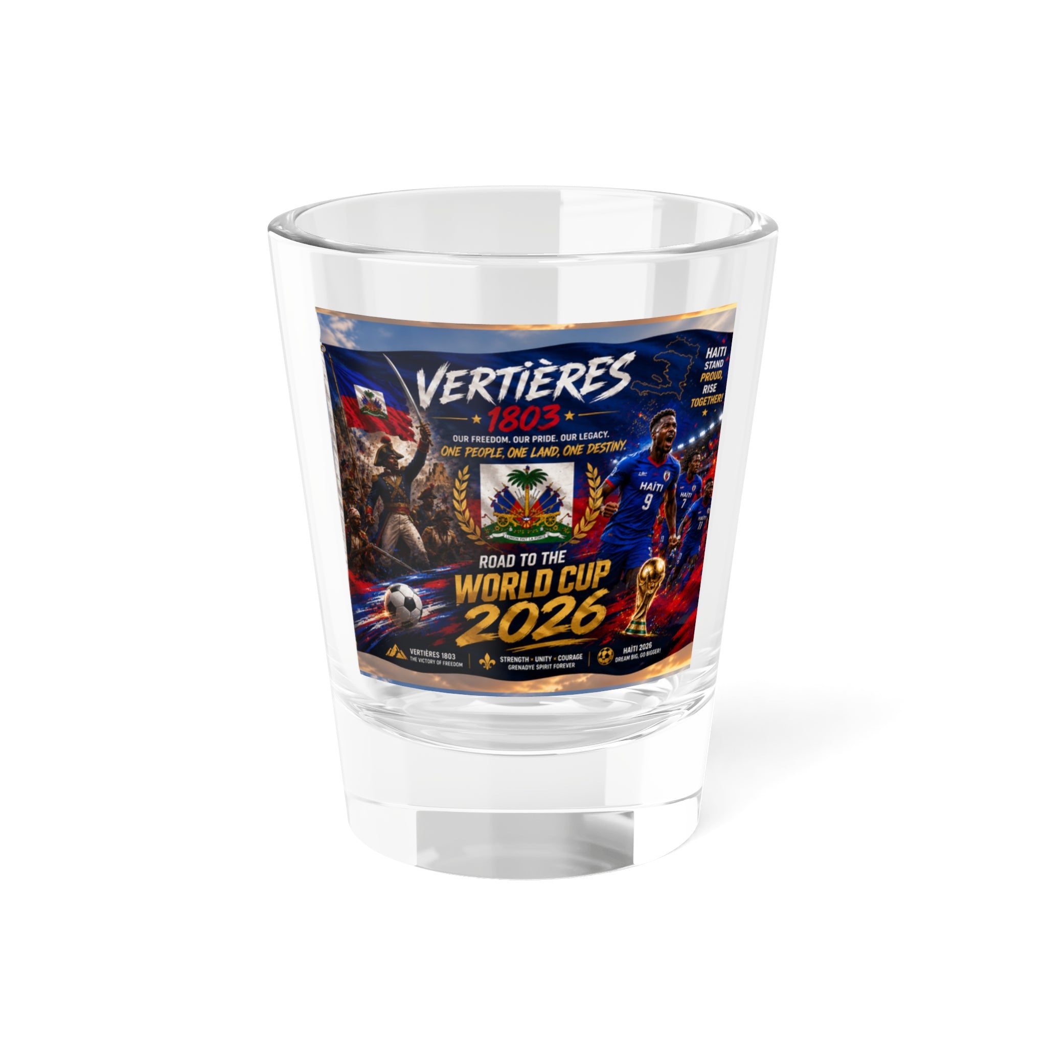 World Cup 2026 Shot Glass — Vertières Soccer Fan Shooter (1.5oz)