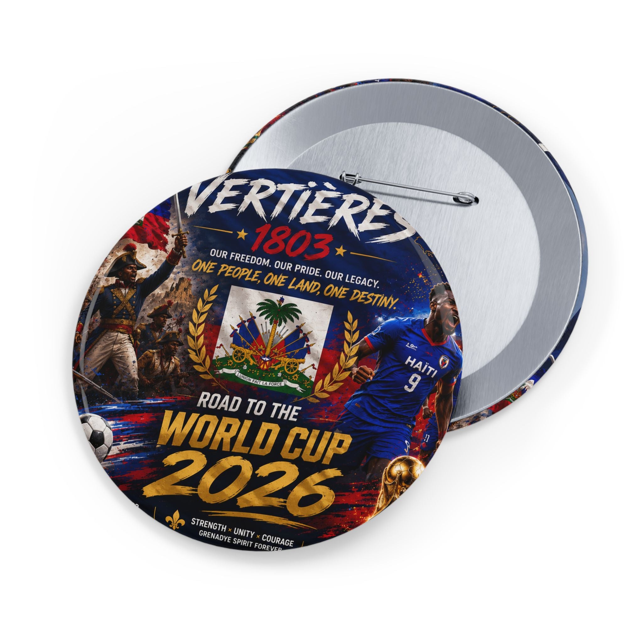 Haiti World Cup 2022 Round Pin – 'Road to the World Cup' Flag Button