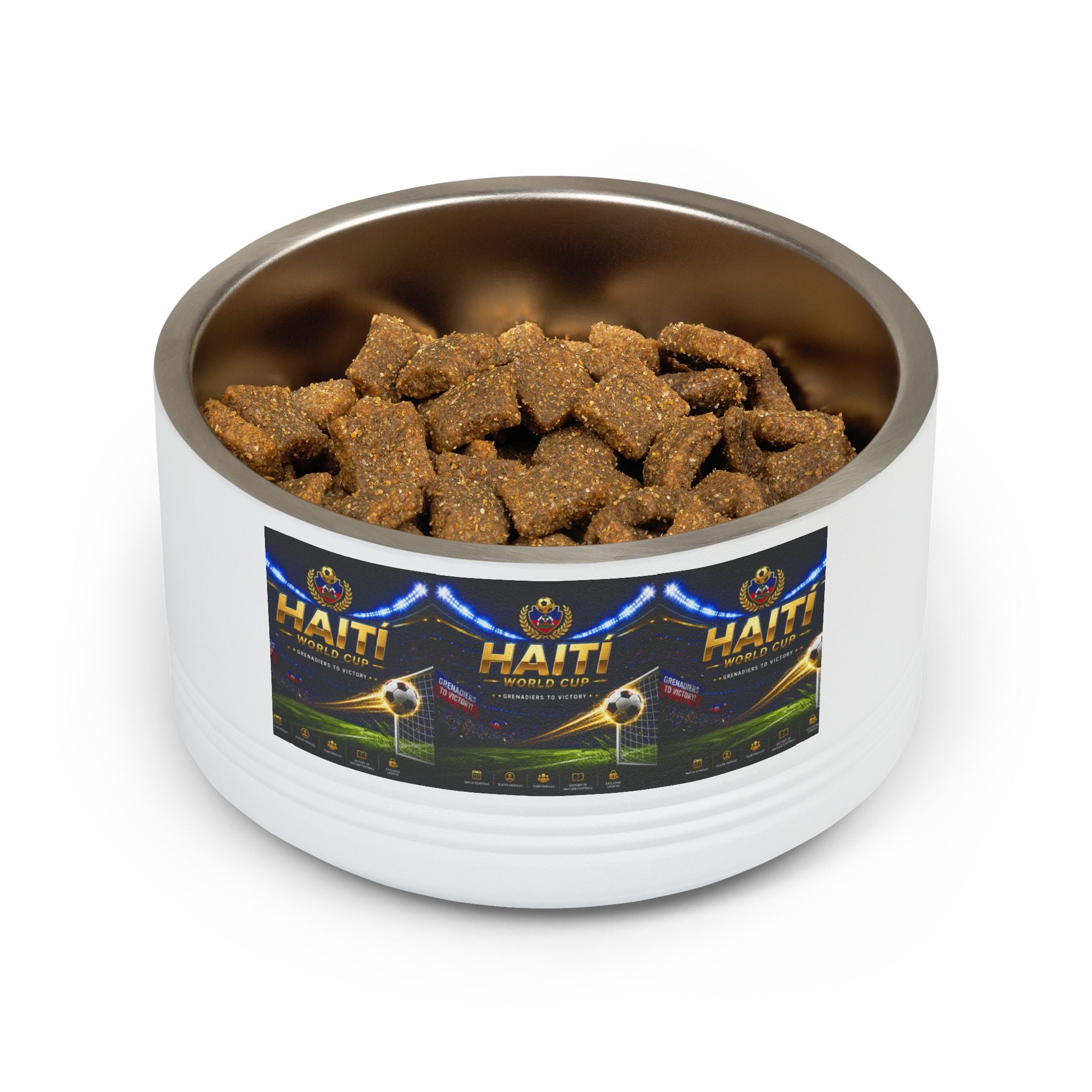 Haiti Football Crest Pet Bowl — 18oz Stainless Dog & Cat Dish