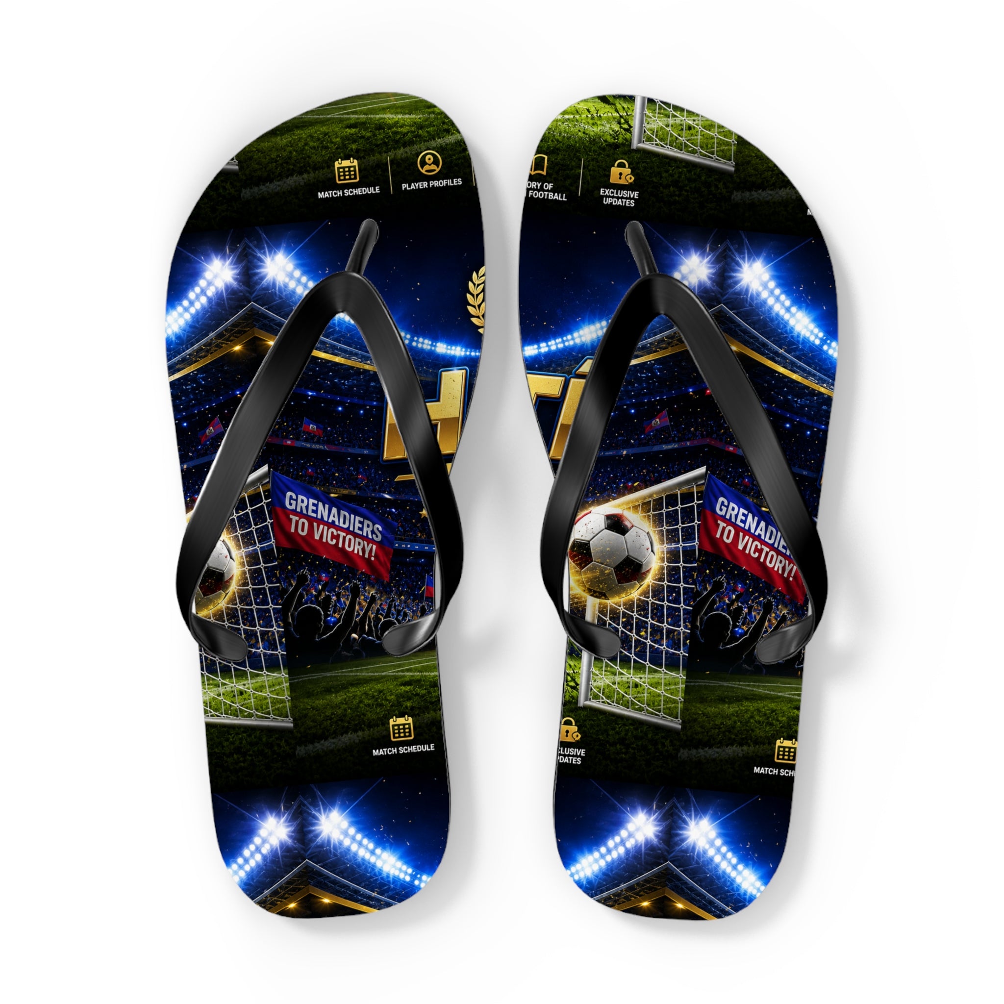 Soccer Stadium Flip Flops - Goal Night Match Design