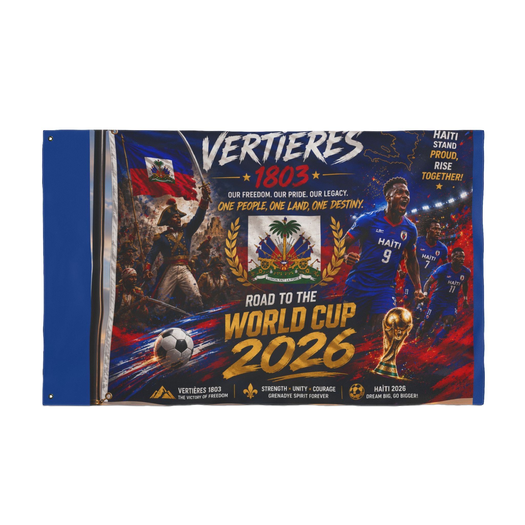 Haiti World Cup 2026 Double-Sided Flag – Vertières 1803 Soccer Tribute