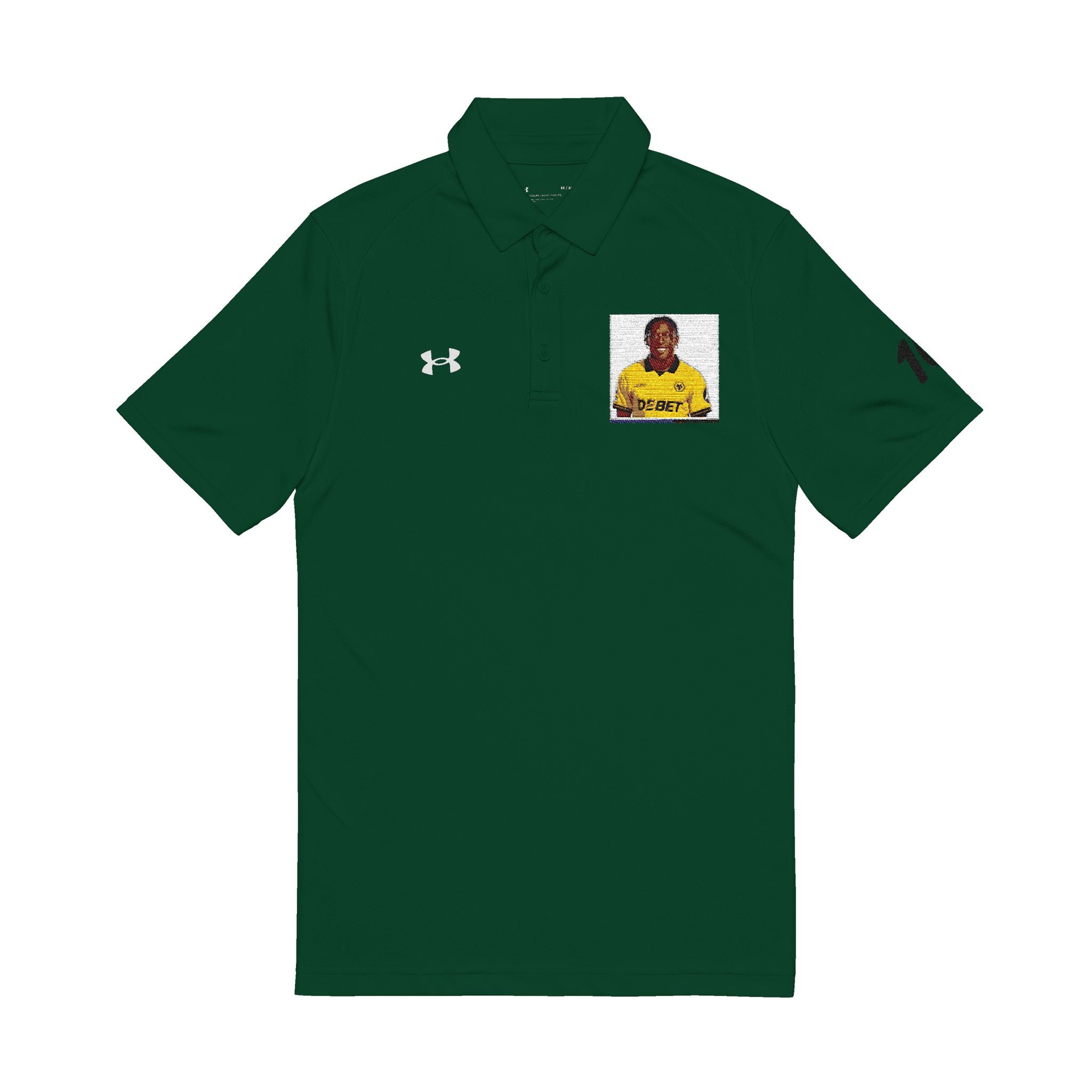 Embroidered Portrait Polo — White Performance Men’s Golf Shirt