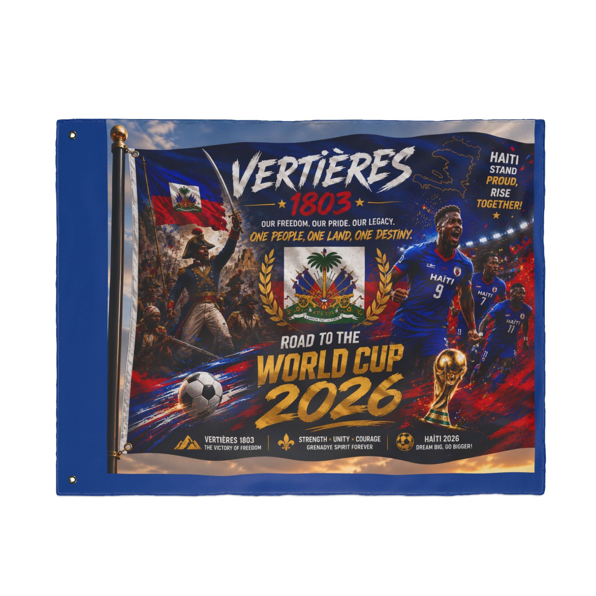 Haiti World Cup 2026 Double-Sided Flag – Vertières 1803 Soccer Tribute