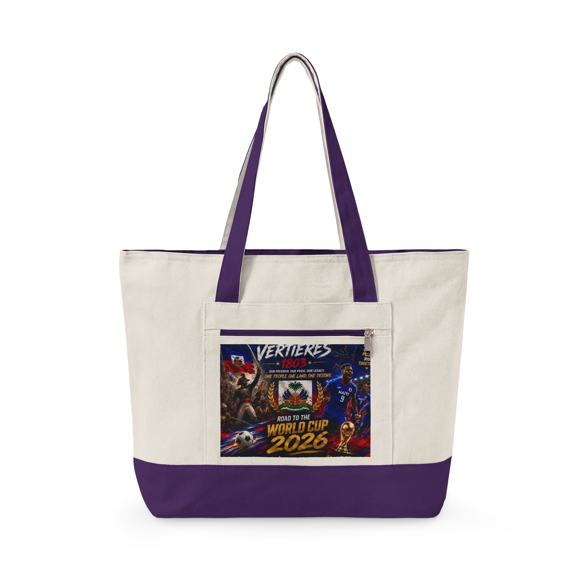 Canvas Tote Bag — Vertières World Cup 2026 Graphic Zippered Tote