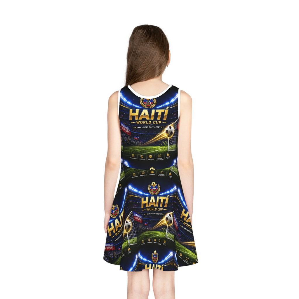 Haiti World Cup Girls' Soccer Sundress — Kids Football Stadium Print
