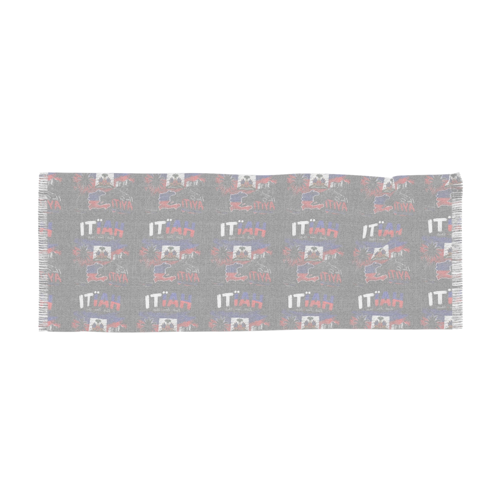 Haiti Pride Light Scarf — Red, Blue & Black Woven Tribute Scarf