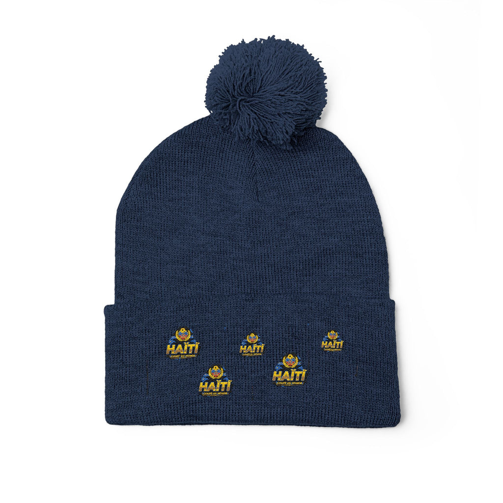 Embroidered Pom-Pom Beanie — Cute Mini Ducklings Knit Hat