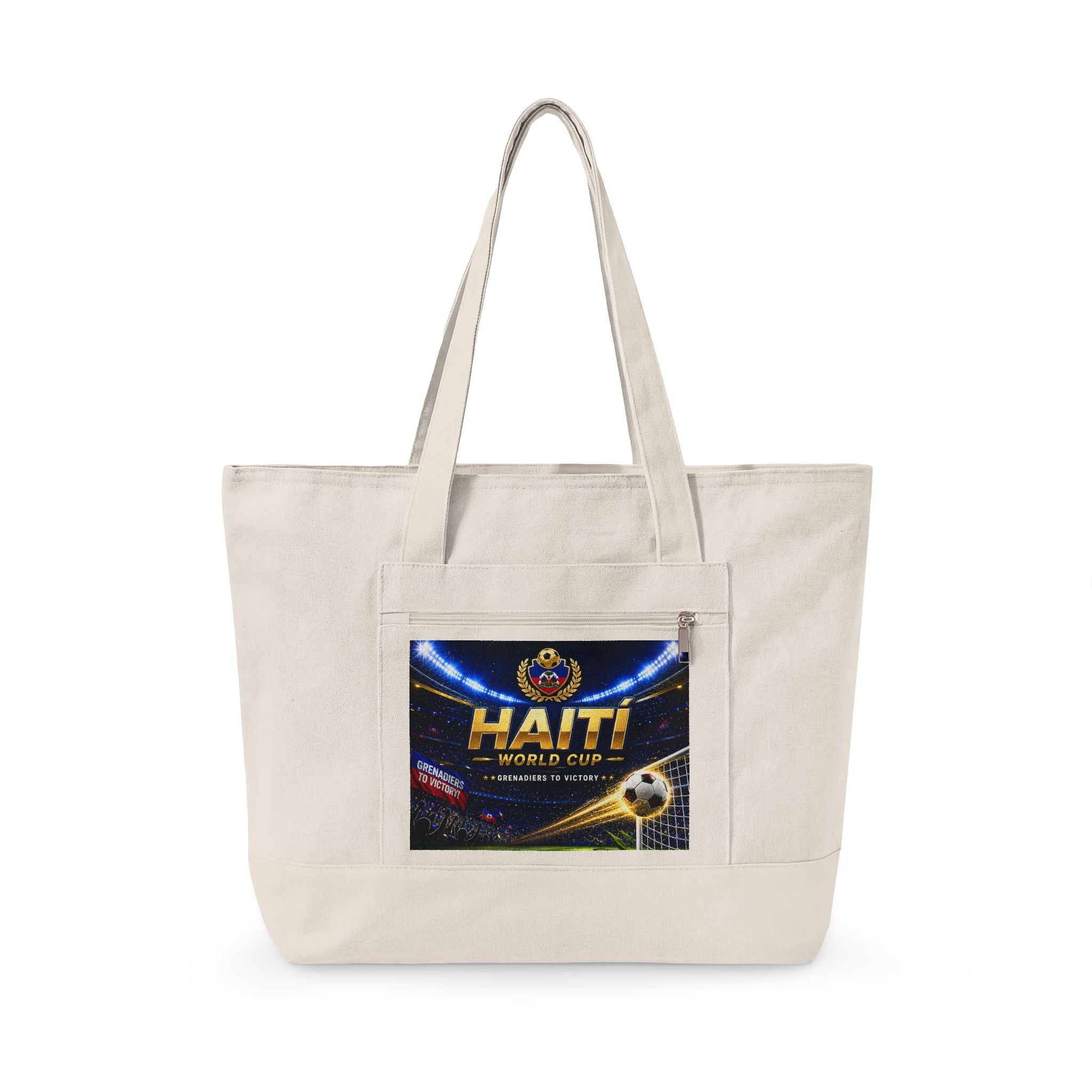 Haiti Football World Cup Canvas Tote Bag — Zippered Beach & Travel Tote