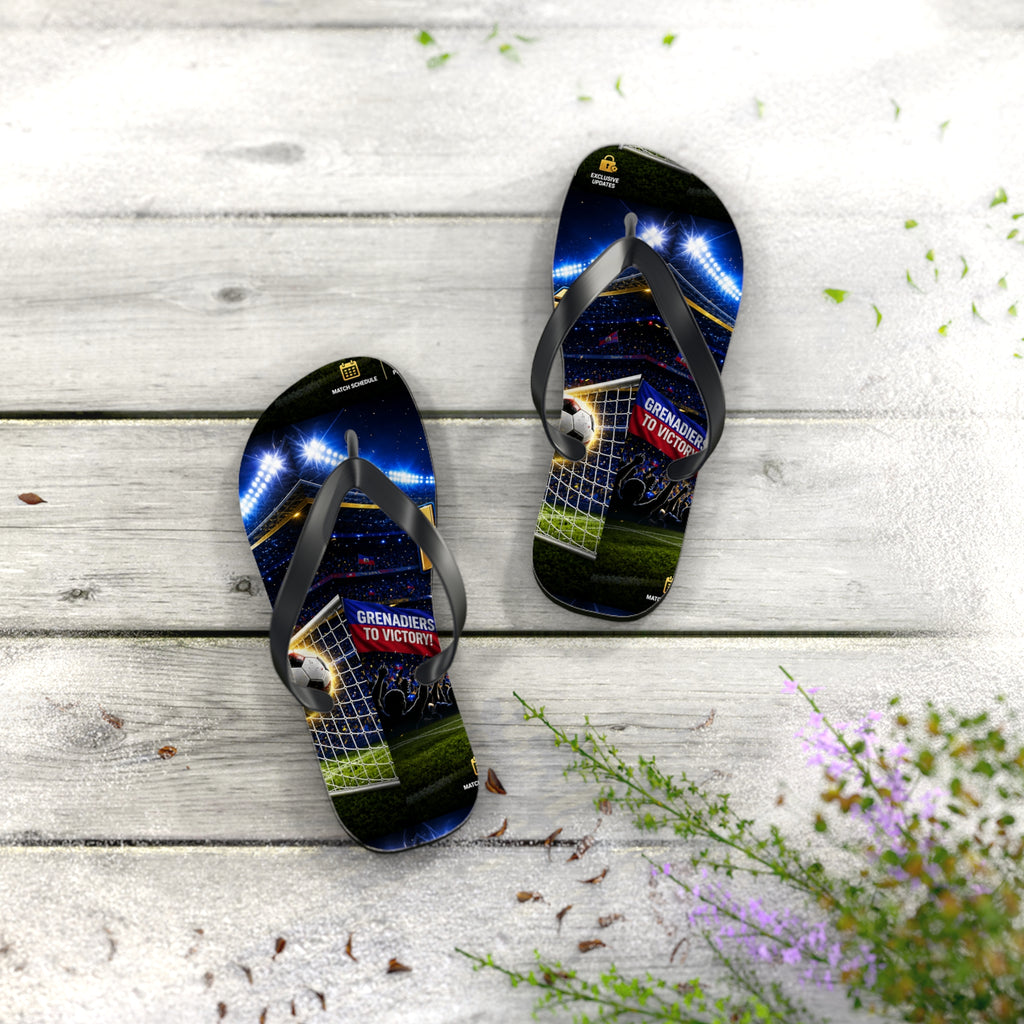 Soccer Stadium Flip Flops - Goal Night Match Design