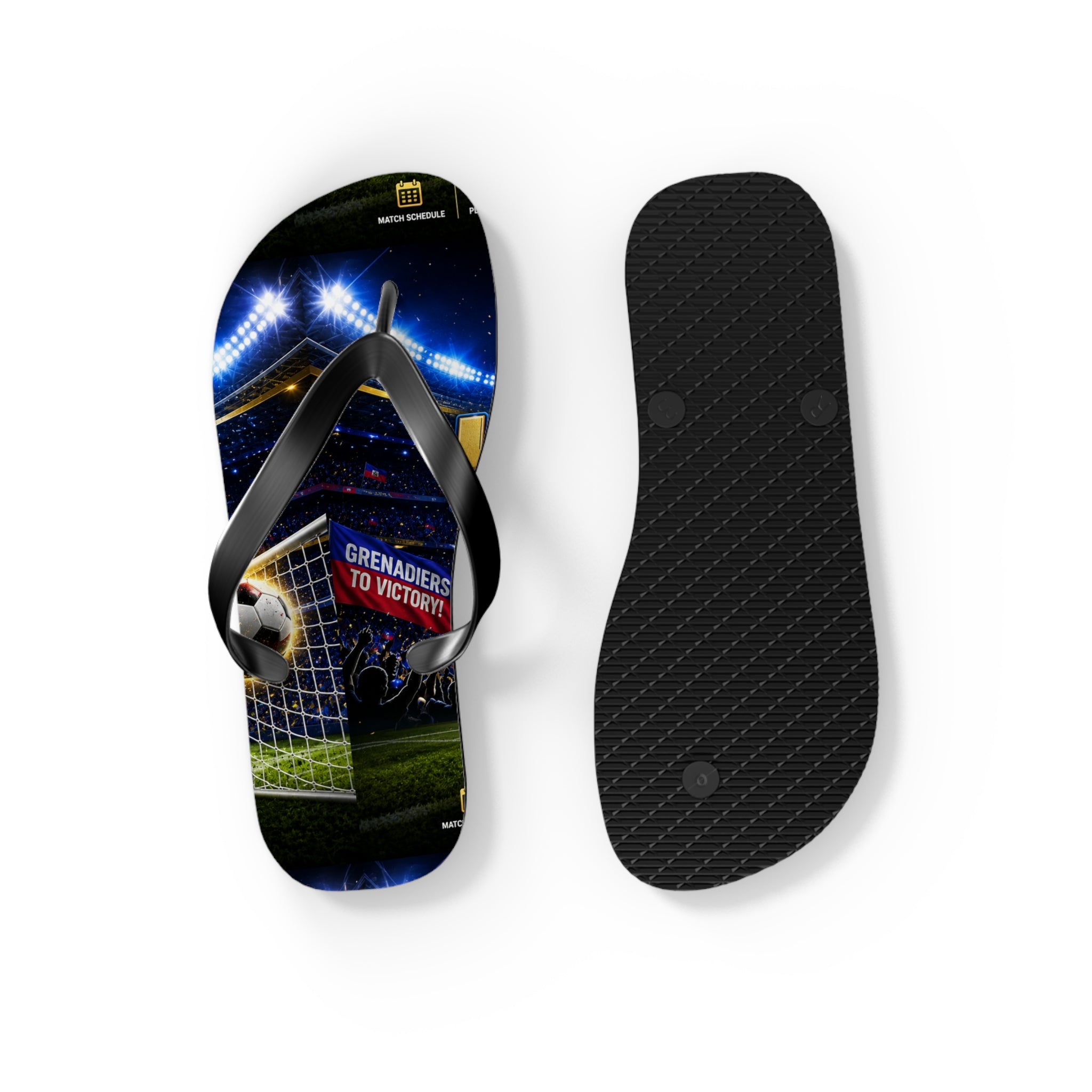 Soccer Stadium Flip Flops - Goal Night Match Design