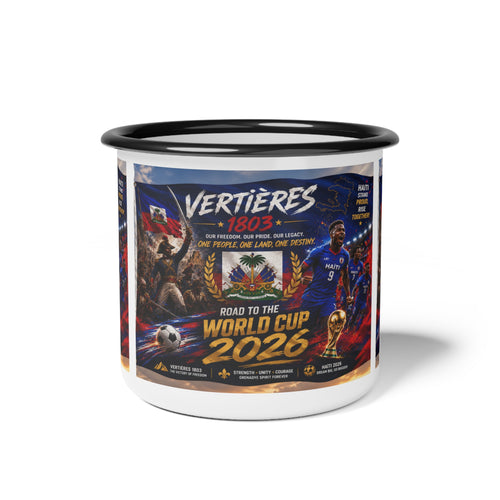 Enamel Camp Cup — Haiti 'Vertières 1803' World Cup 2026 Commemorative Mug