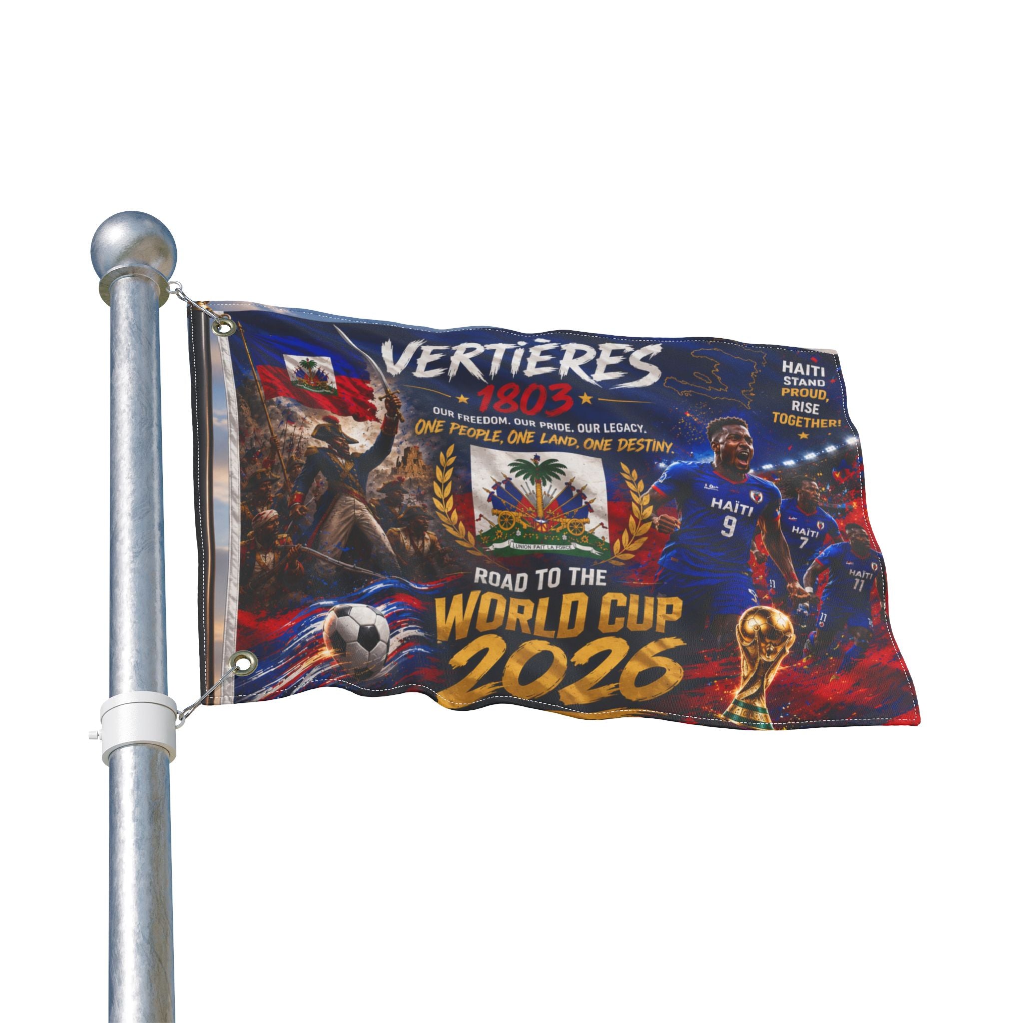 Haiti Vertières 1803 World Cup 2026 Double-Sided Flag — Road to the World Cup Support Banner