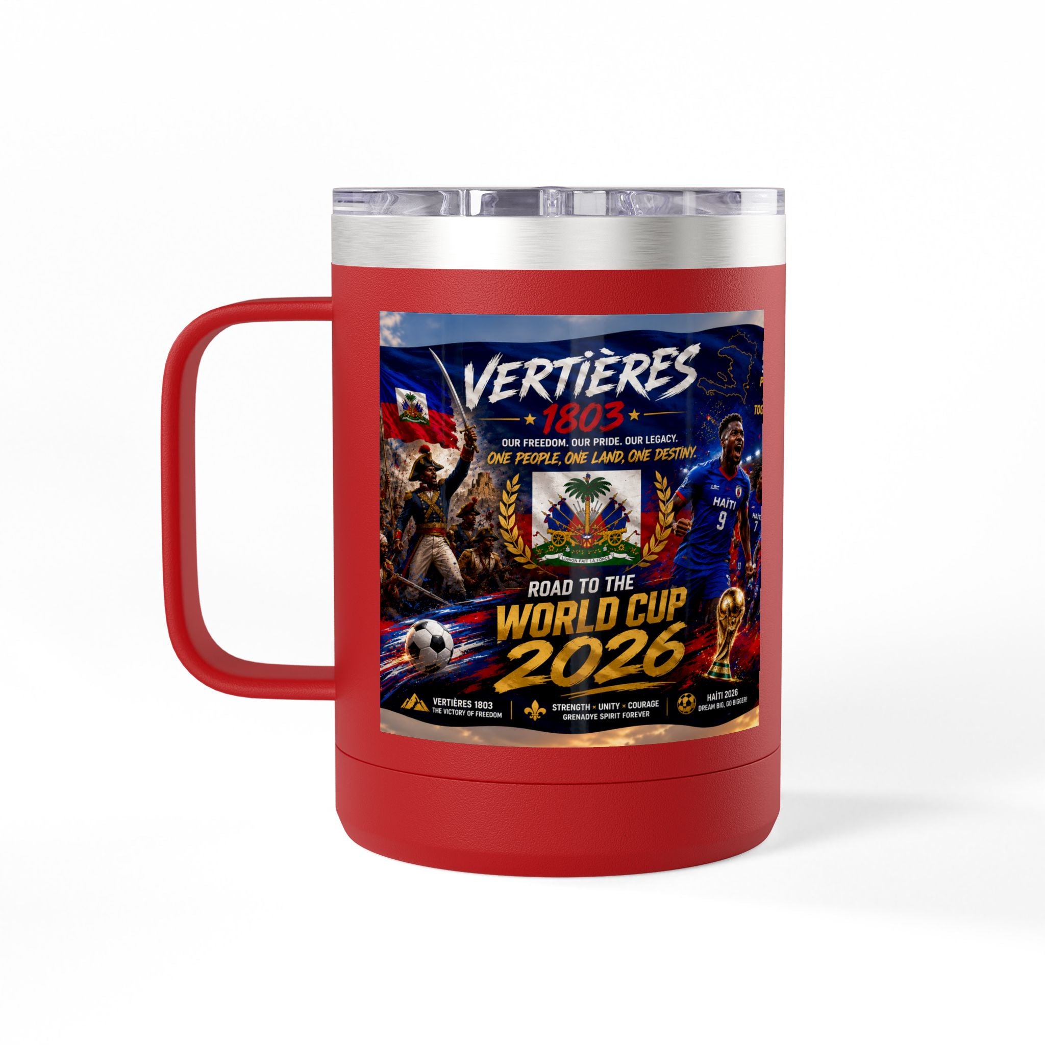 World Cup 2026 Haiti Soccer Tumbler – Vertières 1803 Team Travel Mug (15oz)