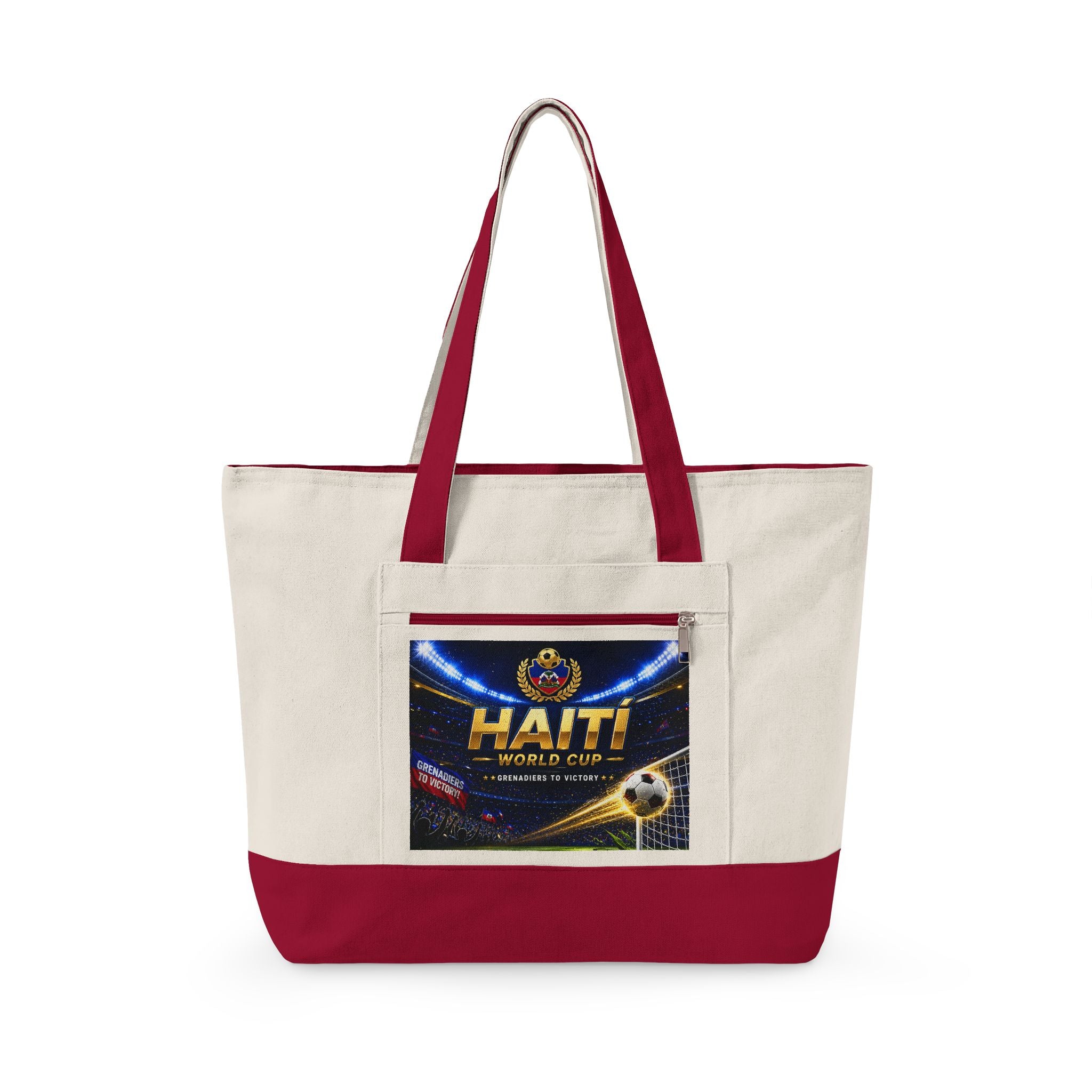 Haiti Football World Cup Canvas Tote Bag — Zippered Beach & Travel Tote