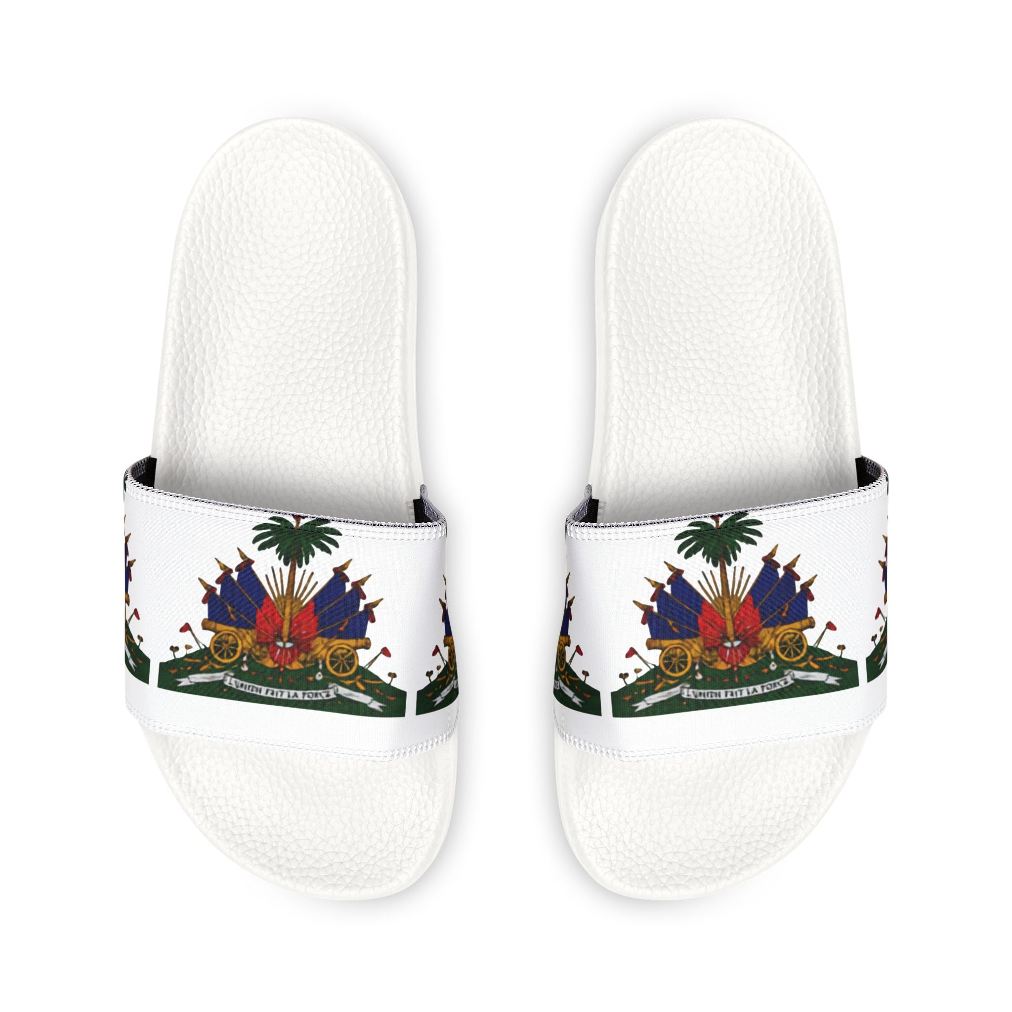 Slide Sandals with Haitian Coat of Arms Design — Men’s Removable‑Strap Slides