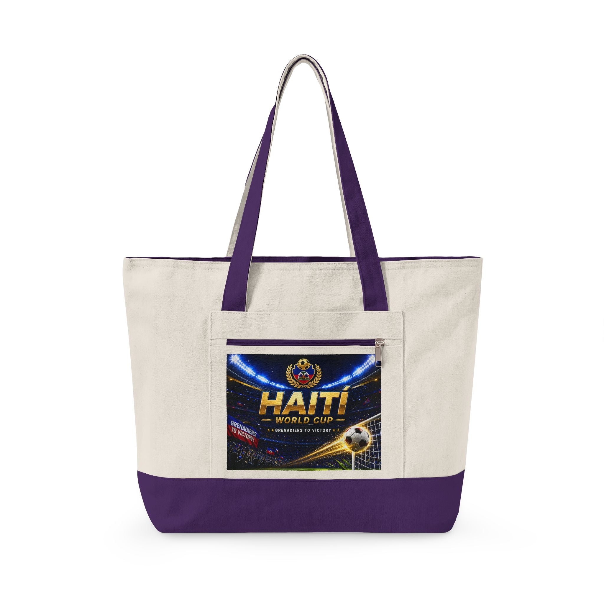 Haiti Football World Cup Canvas Tote Bag — Zippered Beach & Travel Tote