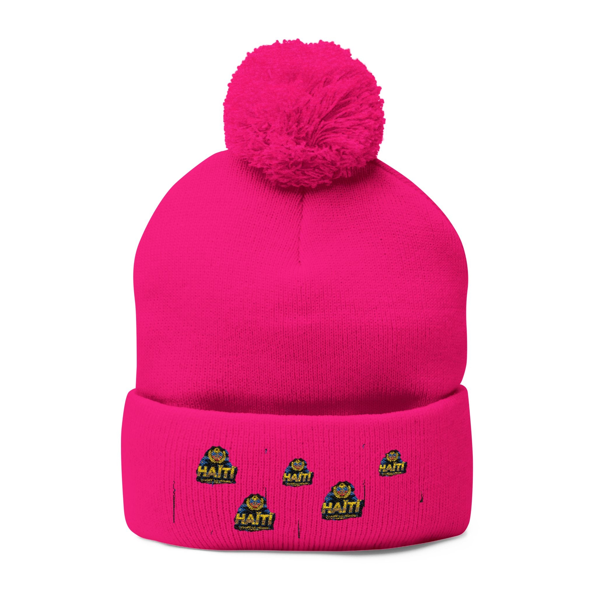 Embroidered Pom-Pom Beanie — Cute Mini Ducklings Knit Hat