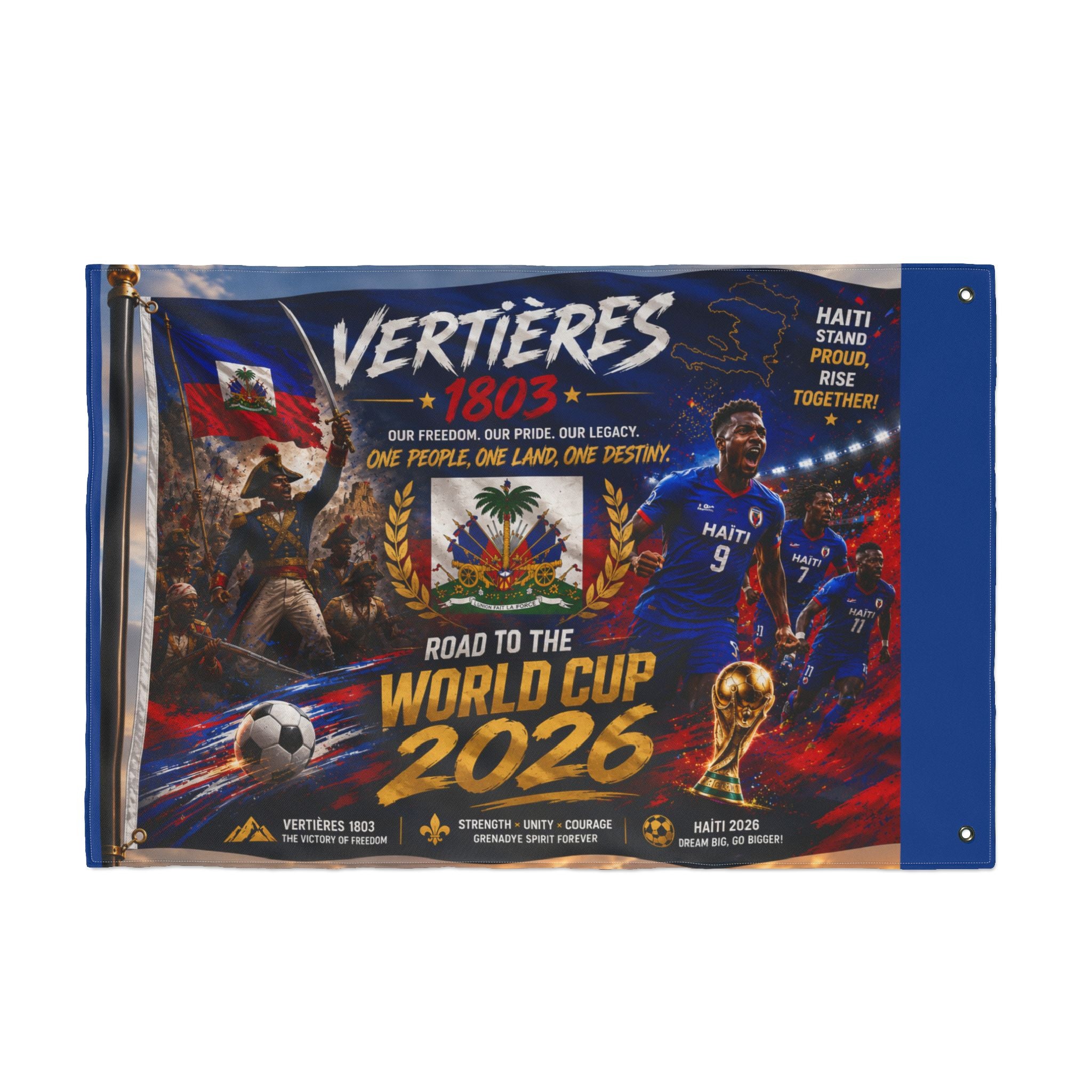 Haiti World Cup 2026 Double-Sided Flag – Vertières 1803 Soccer Tribute