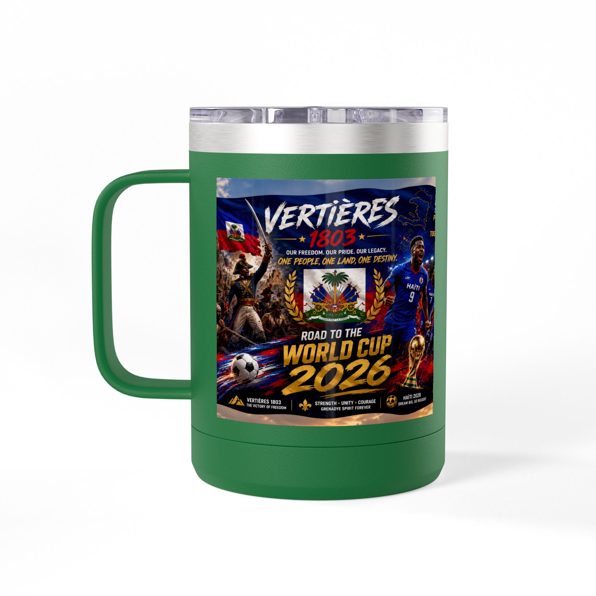 World Cup 2026 Haiti Soccer Tumbler – Vertières 1803 Team Travel Mug (15oz)