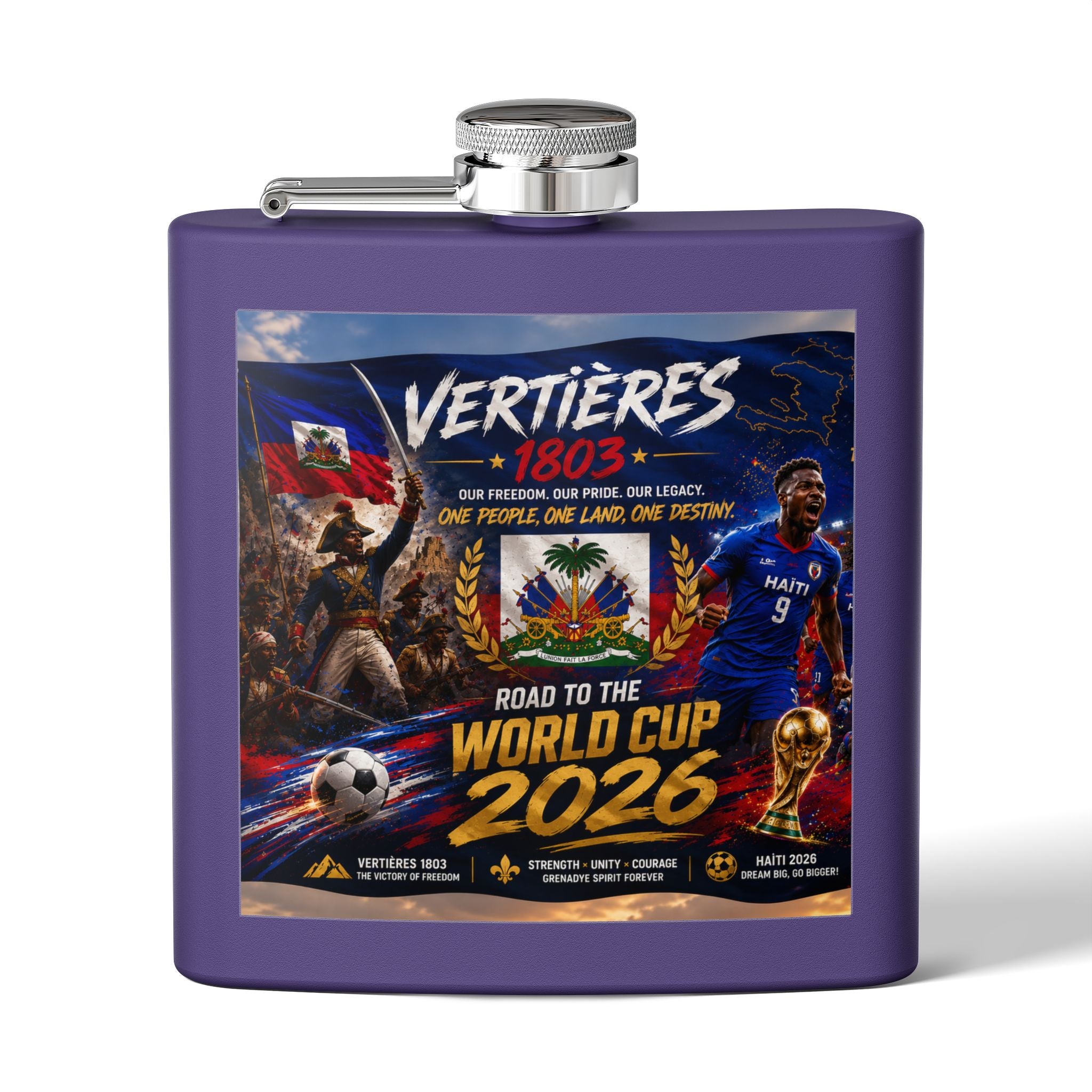 Flask — Haiti Vertières 1803 World Cup 2026 Tribute 6oz Stainless Steel