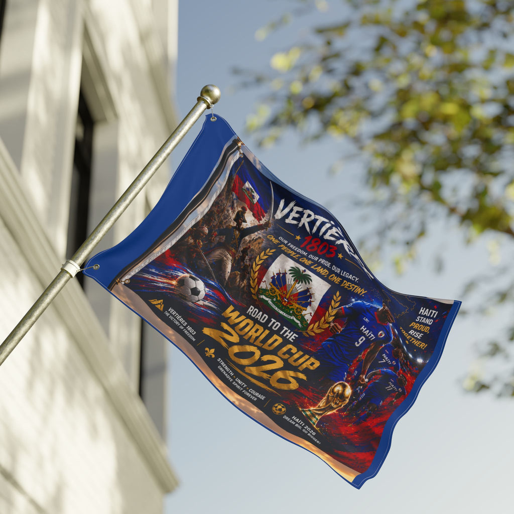 Haiti World Cup 2026 Double-Sided Flag – Vertières 1803 Soccer Tribute