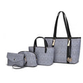 by Mia K. Marimar Women'S Tote Bag with Pouch and Wristlet, Signature 4 Piece Set - Grey