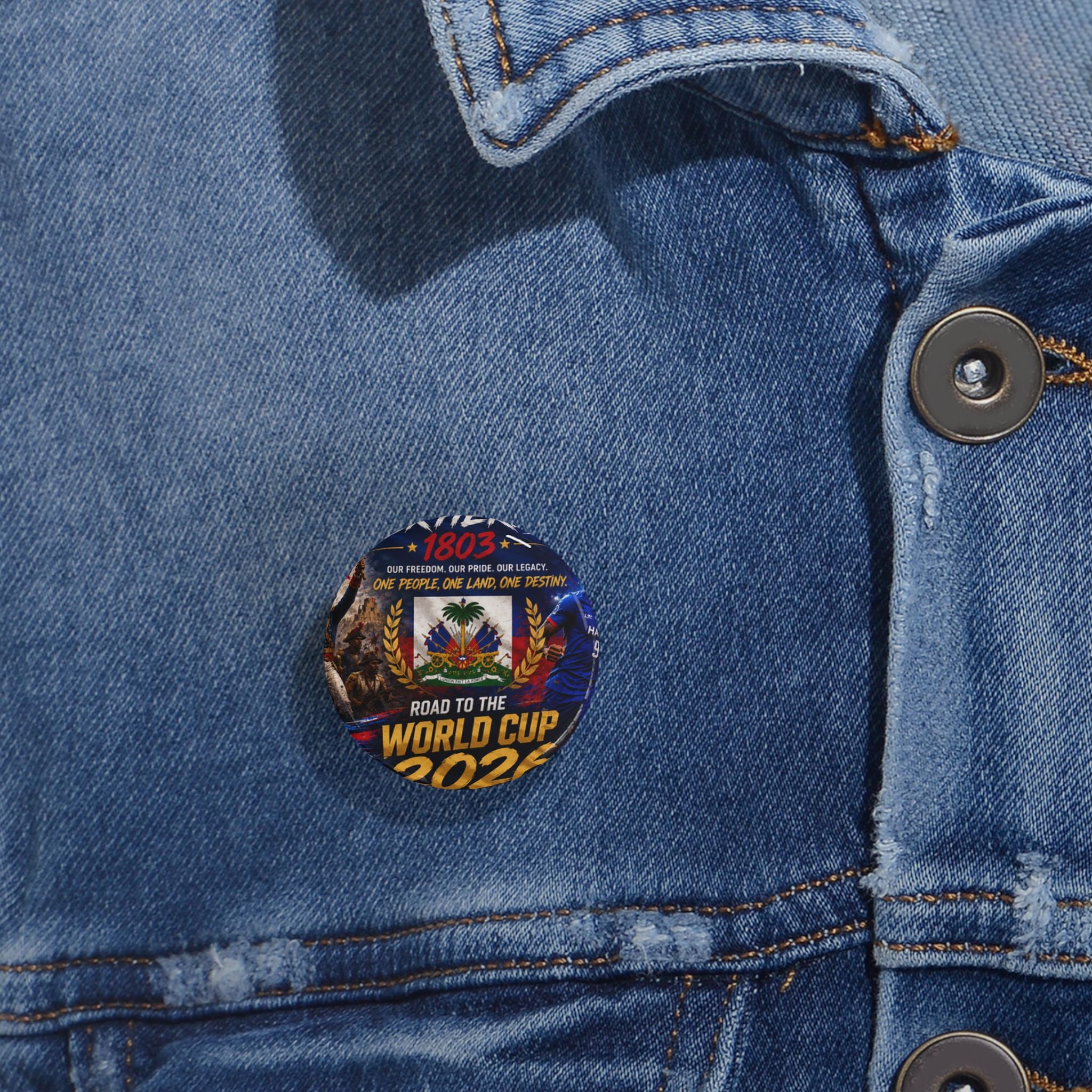 Haiti World Cup 2022 Round Pin – 'Road to the World Cup' Flag Button