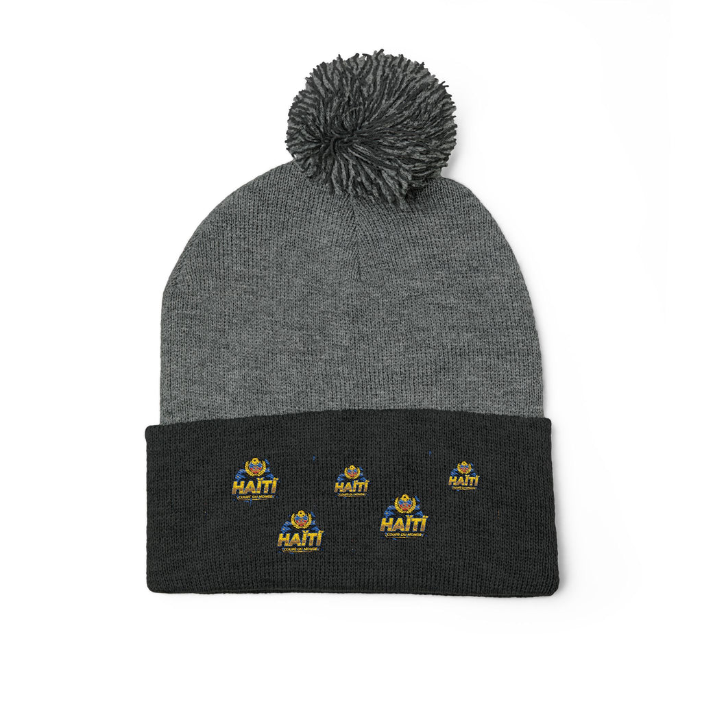 Embroidered Pom-Pom Beanie — Cute Mini Ducklings Knit Hat